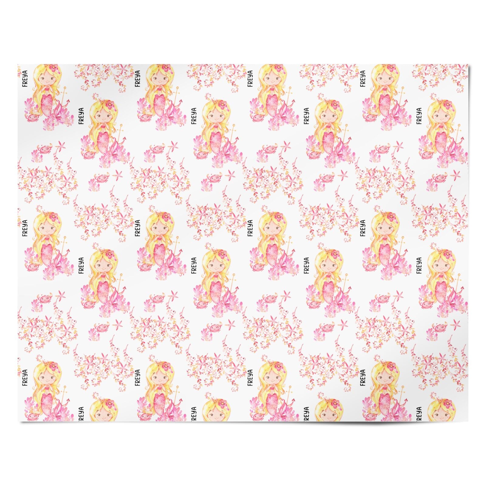 Girls Pink Mermaid Personalised Wrapping Paper Alternative