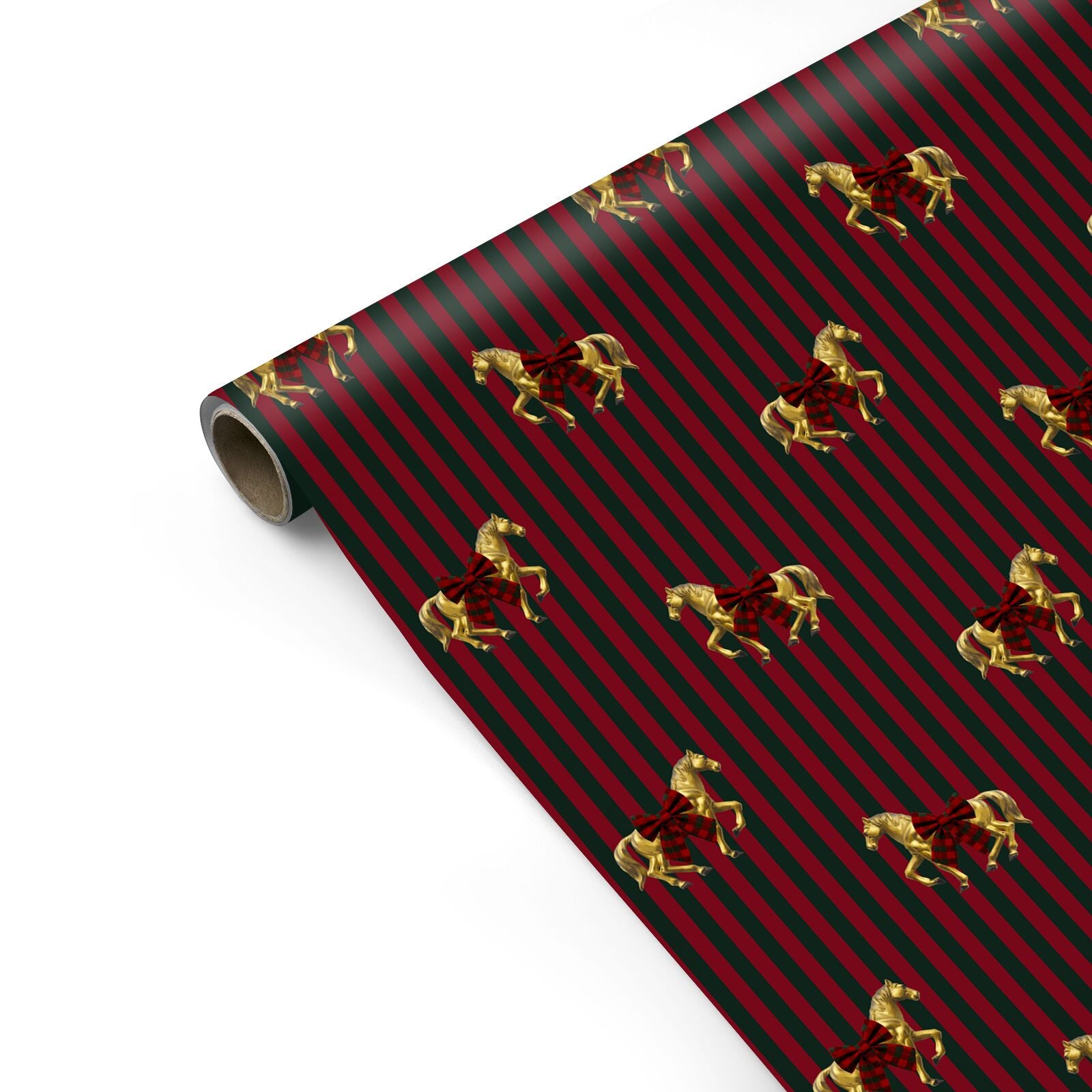 Golden Tartan Horse Personalised Gift Wrap