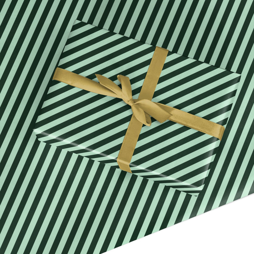 Green Candy Cane Stripe Wrapping Paper Dyefor