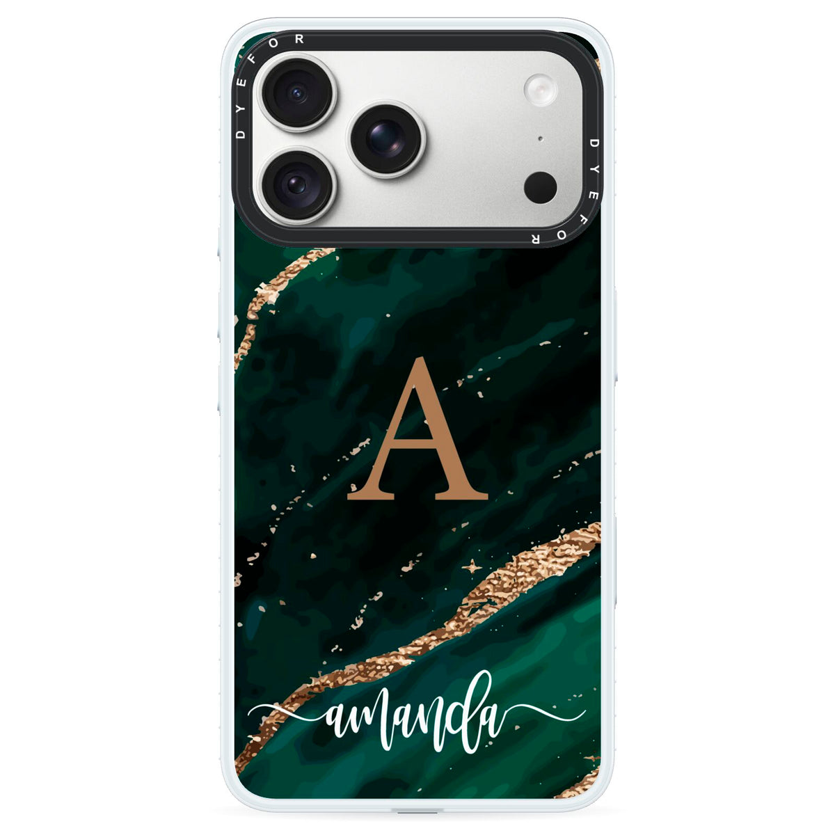Green Marble iPhone 18 Pro Max Black Impact Pre order Case on Silver phone