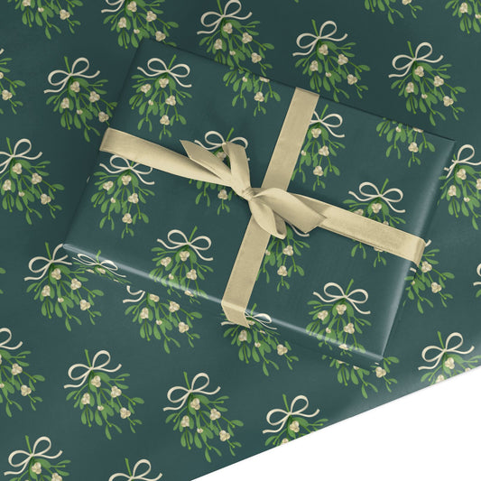 Green Mistletoe Custom Wrapping Paper