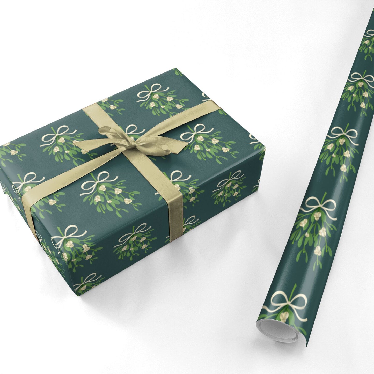 Green Mistletoe Personalised Wrapping Paper