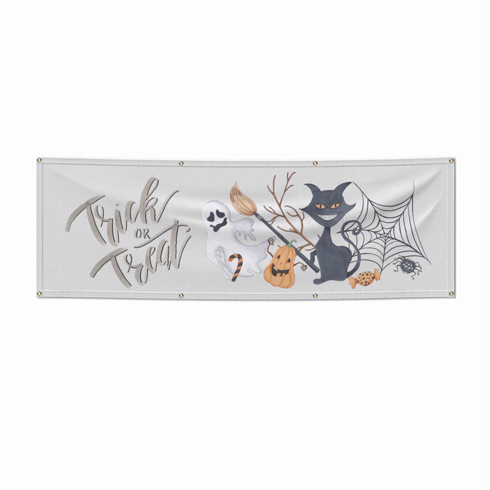 Grinning Cat Halloween 6x2 Banner