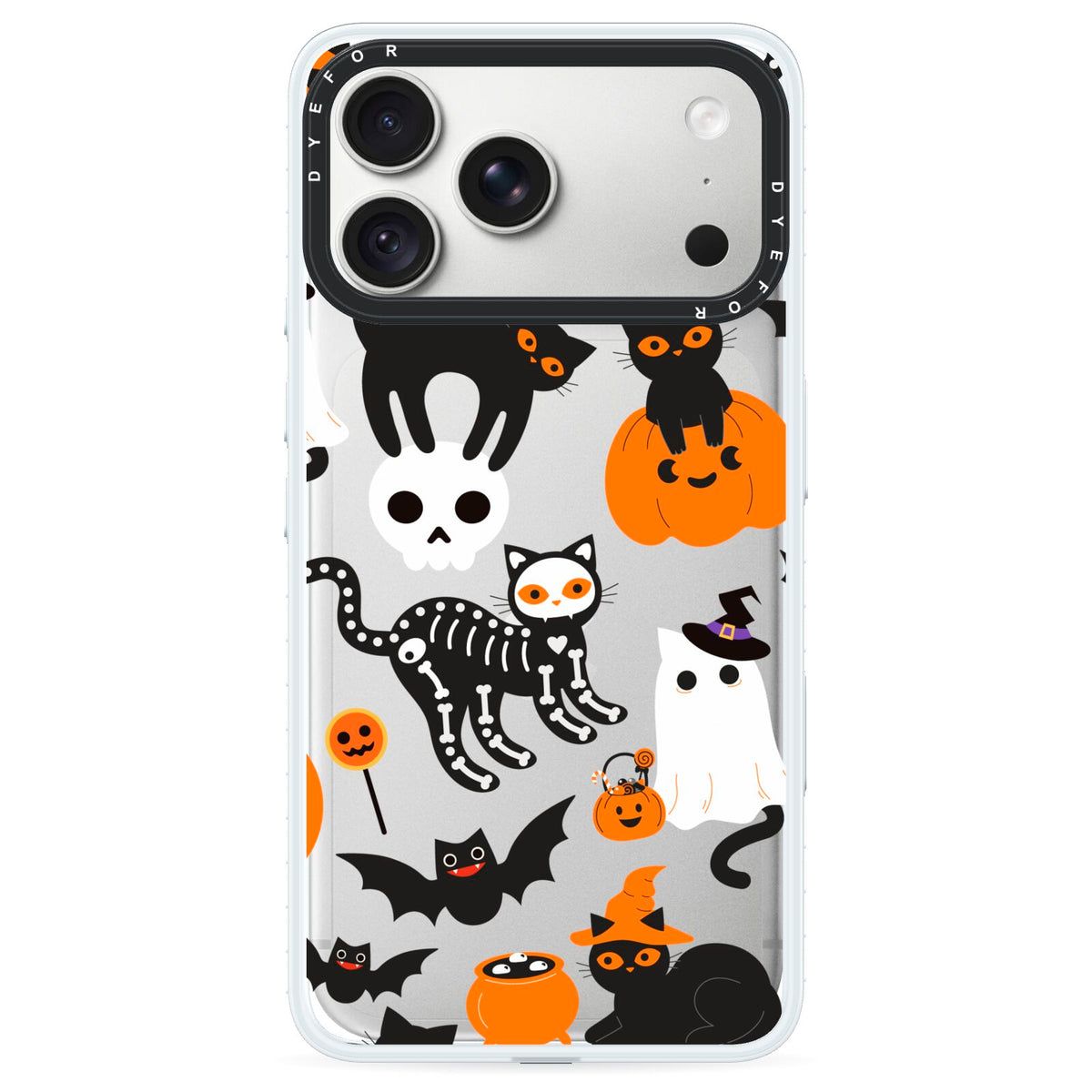 Halloween Cats iPhone 18 Pro Max Black Impact Pre order Case on Silver phone