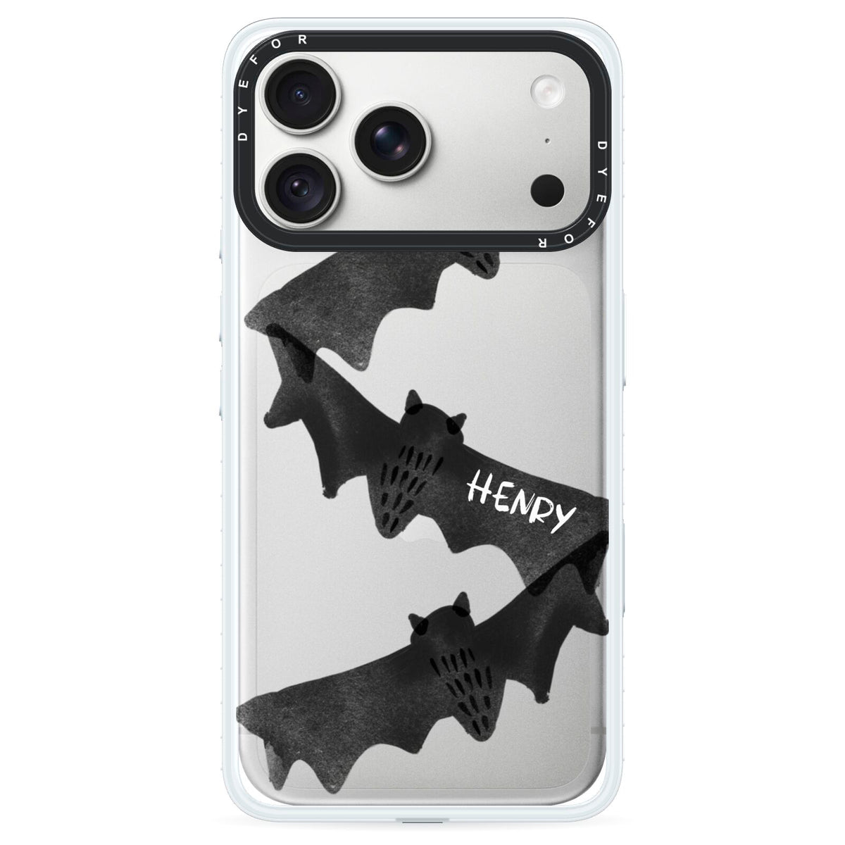 Halloween Custom Black Bats iPhone 18 Pro Black Impact Pre order Case on Silver phone