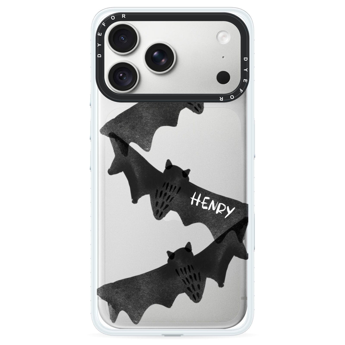 Halloween Custom Black Bats iPhone 18 Pro Max Black Impact Pre order Case on Silver phone