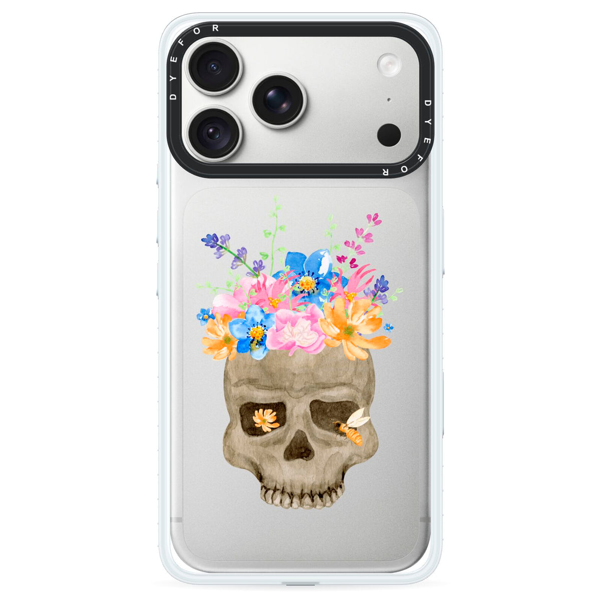 Halloween Flower Skull iPhone 18 Pro Max Black Impact Pre order Case on Silver phone