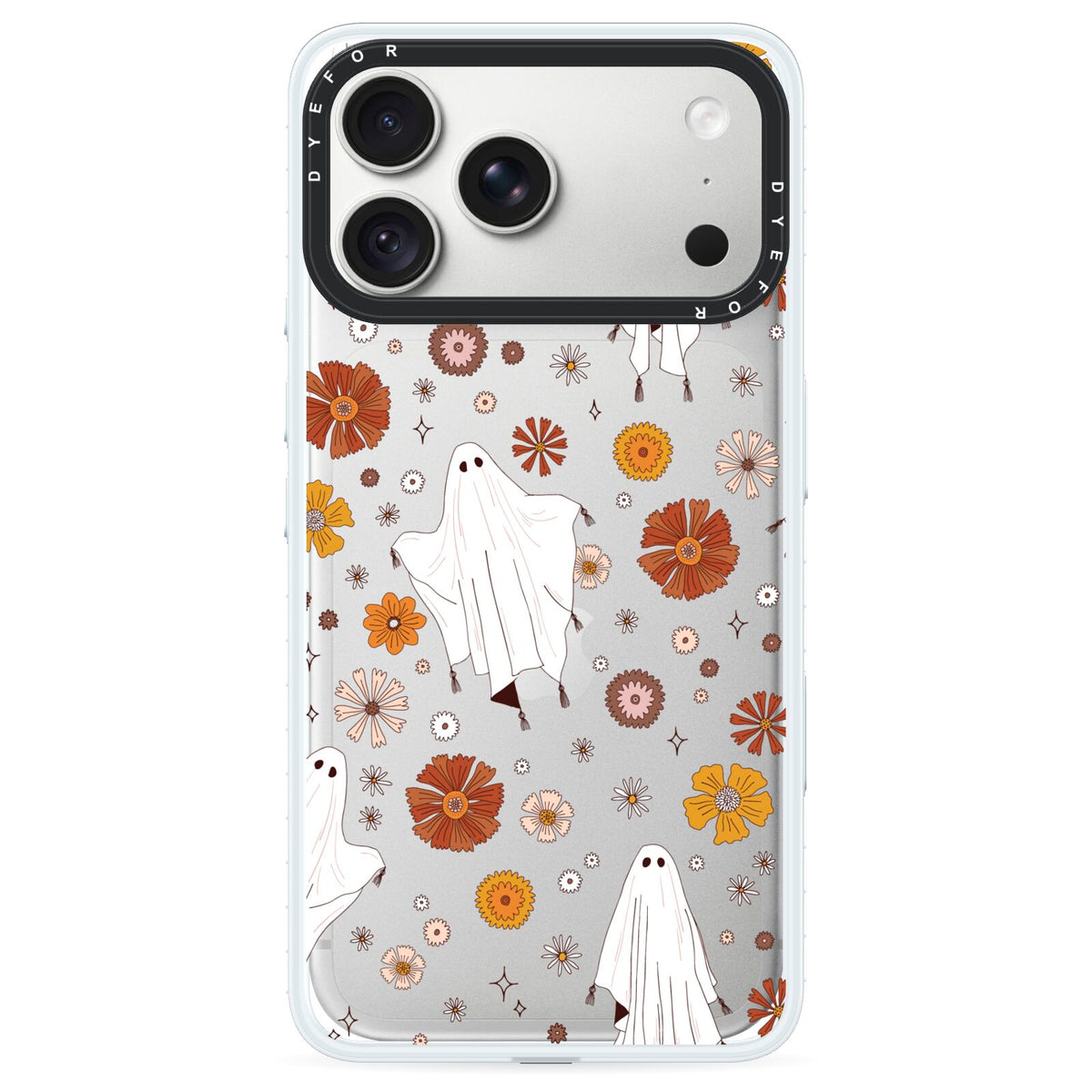 Halloween Ghost iPhone 18 Pro Max Black Impact Pre order Case on Silver phone