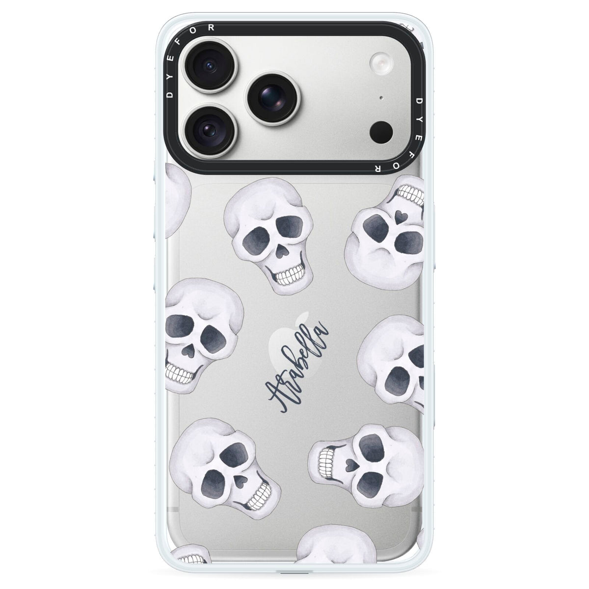 Halloween Skulls iPhone 18 Pro Max Black Impact Pre order Case on Silver phone