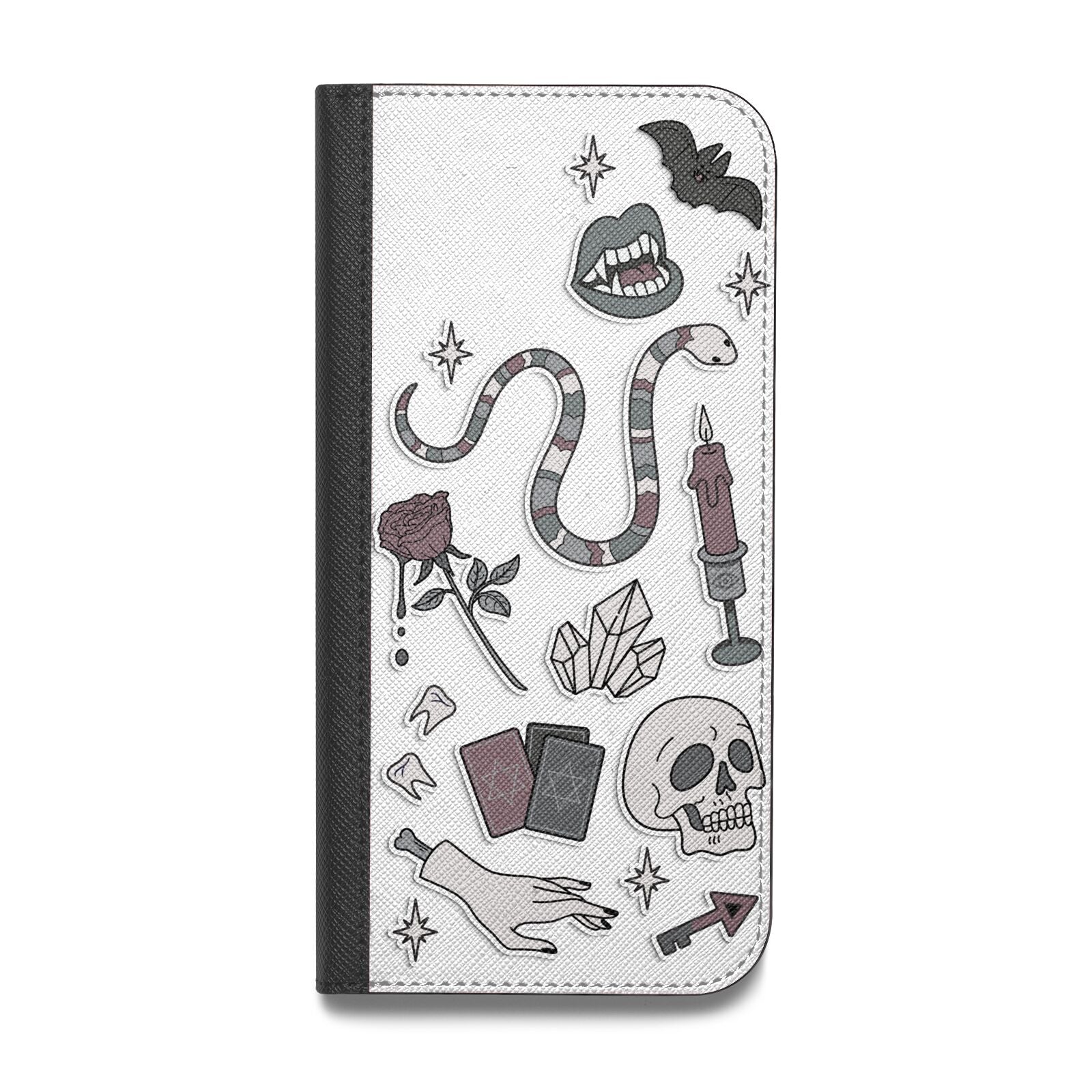 Halloween Spooky Stickers Vegan Leather Flip Samsung Case