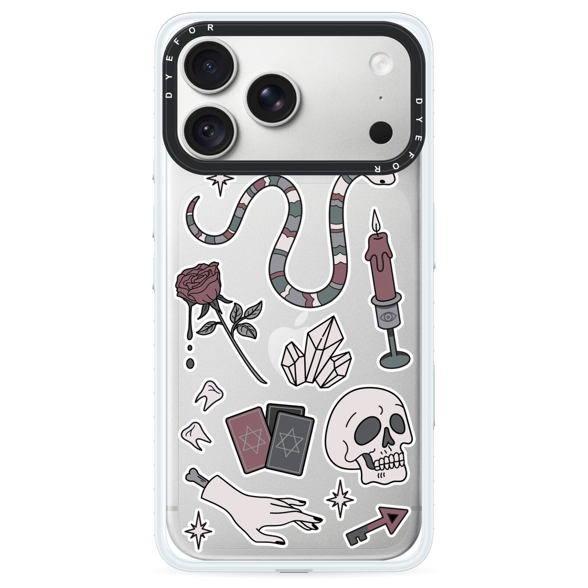 Halloween Spooky Stickers iPhone 18 Pro Black Impact Pre order Case on Silver phone