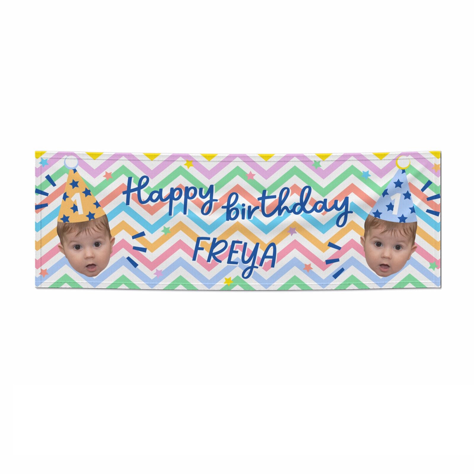 Happy Birthday Personalised Face 3x1 Paper Banner