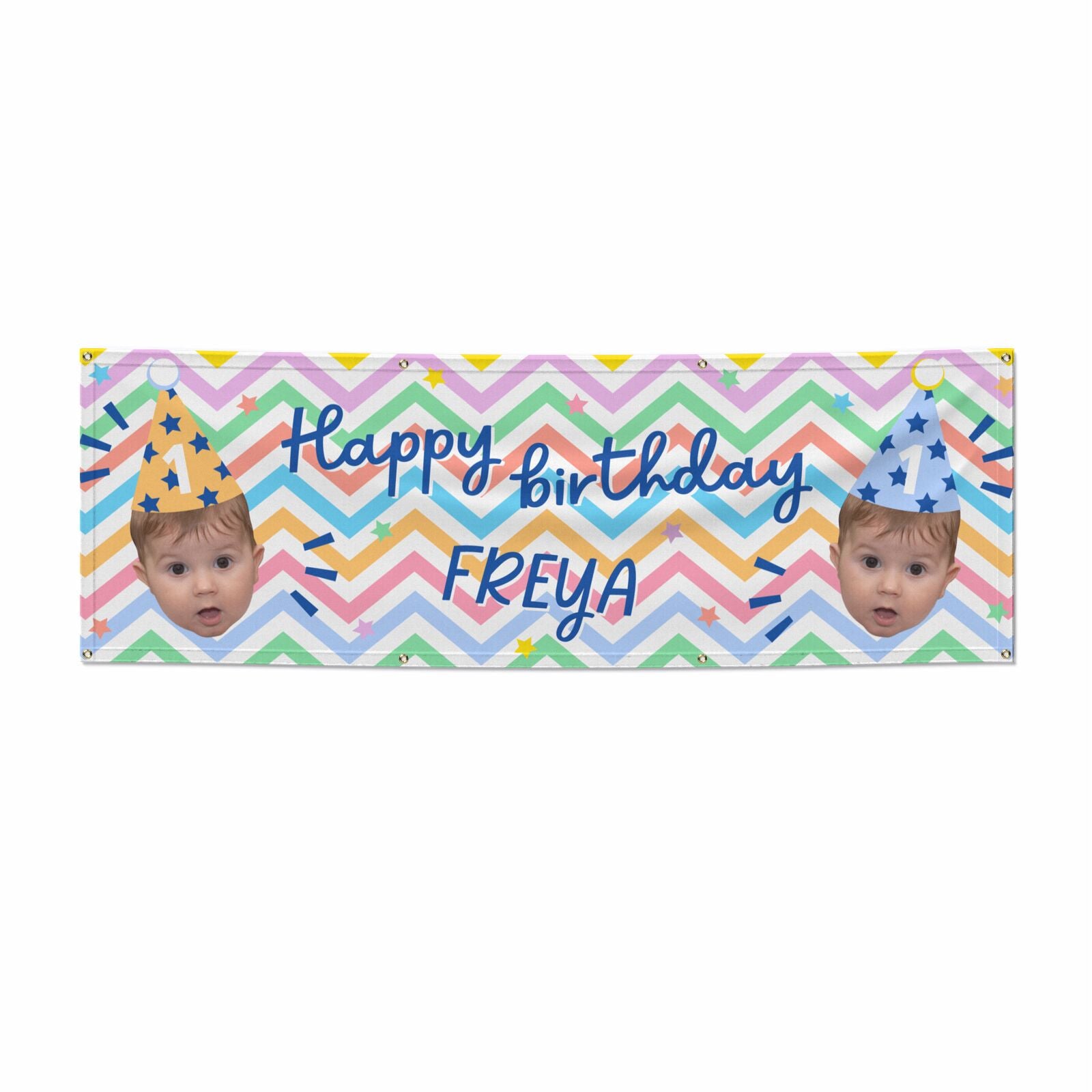 Happy Birthday Personalised Face 6x2 Banner