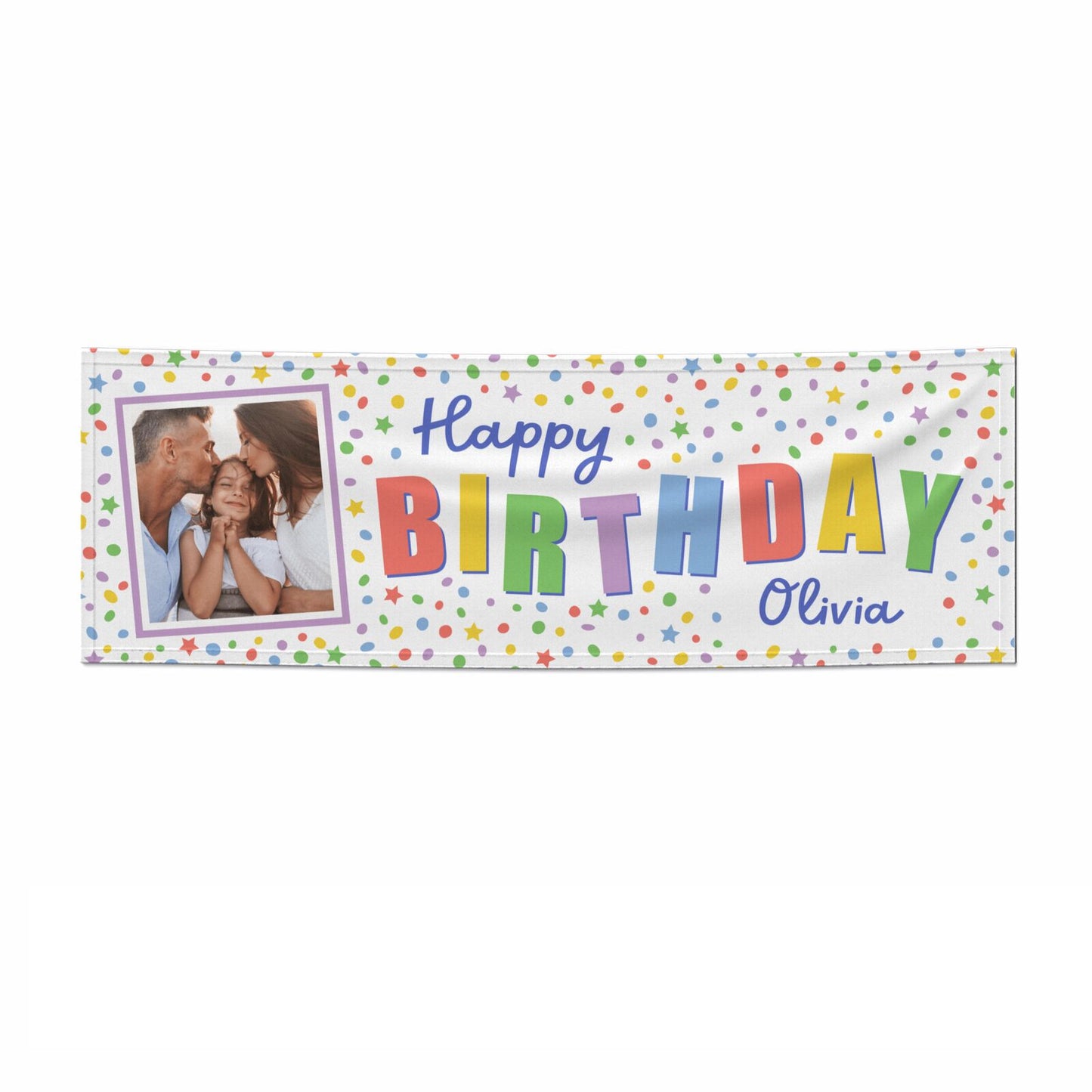 Happy Birthday Personalised Photo Upload 3x1 Paper Banner