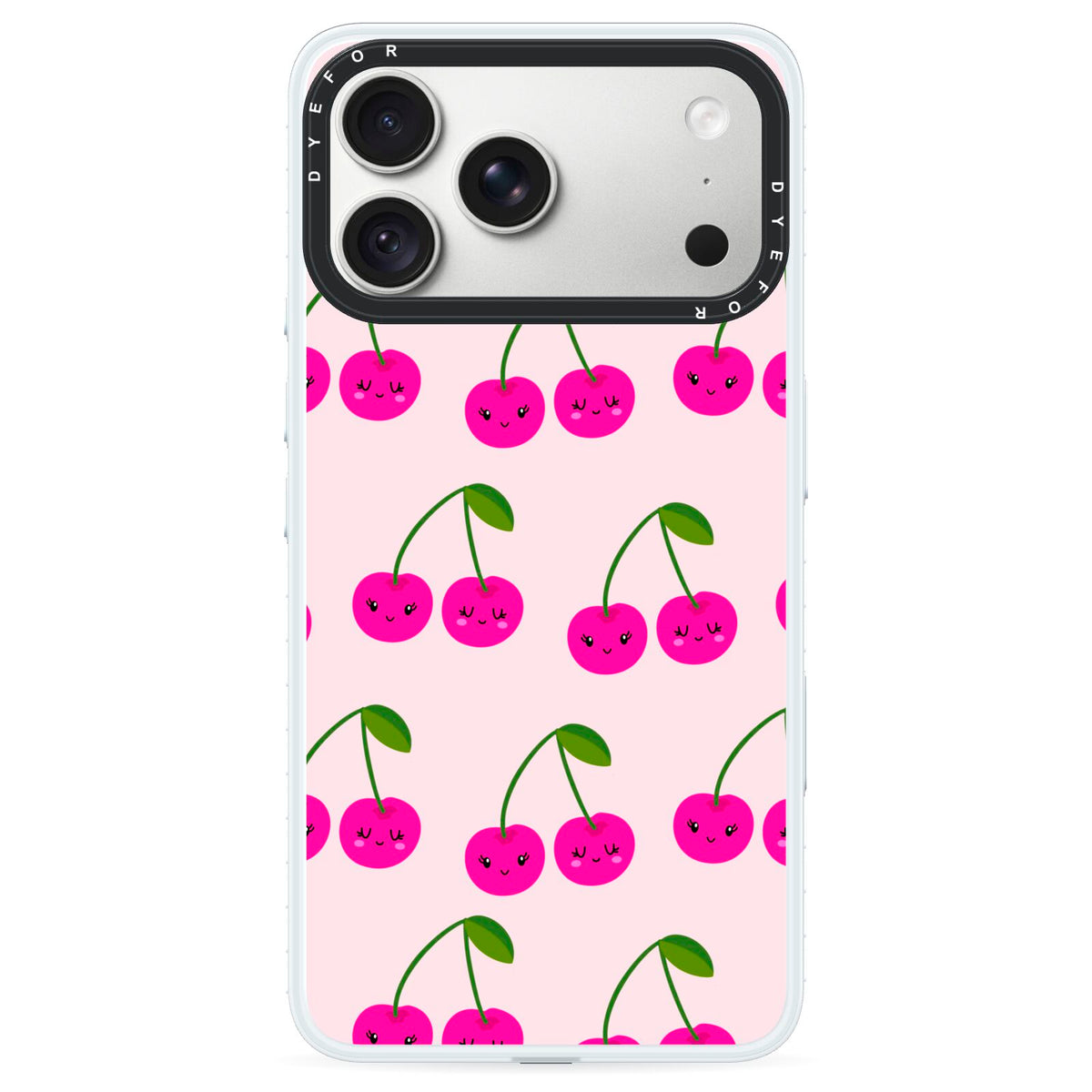 Happy Cherry iPhone 18 Pro Max Black Impact Pre order Case on Silver phone