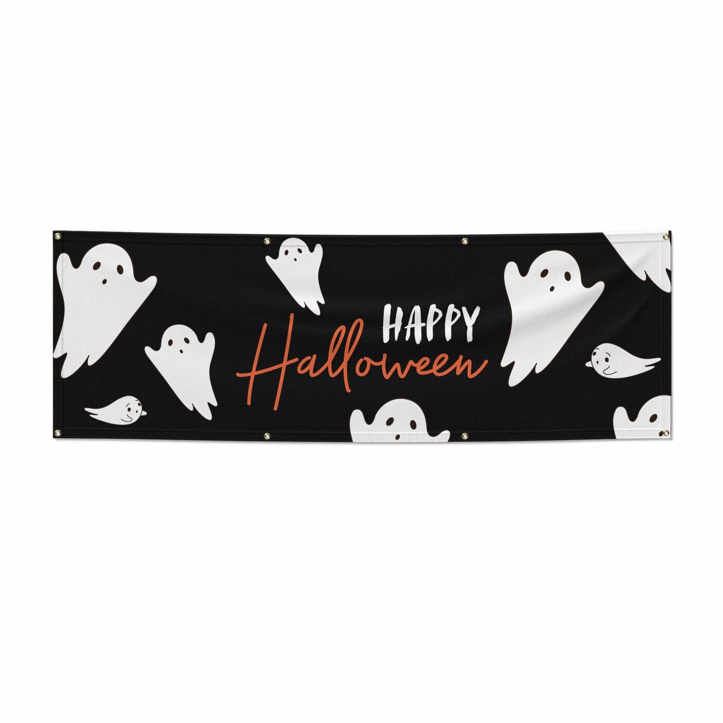 Happy Halloween Ghost Pattern 6x2 Banner