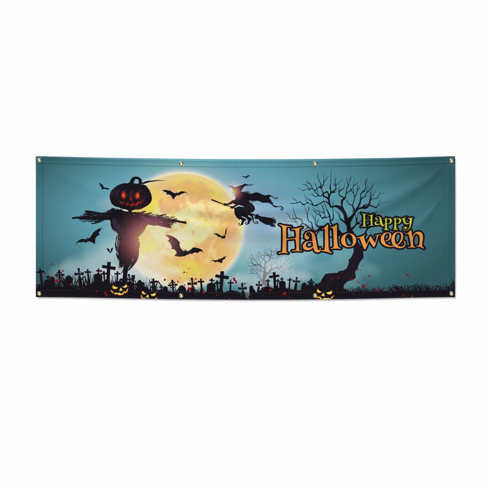 Happy Halloween Graveyard 6x2 Banner