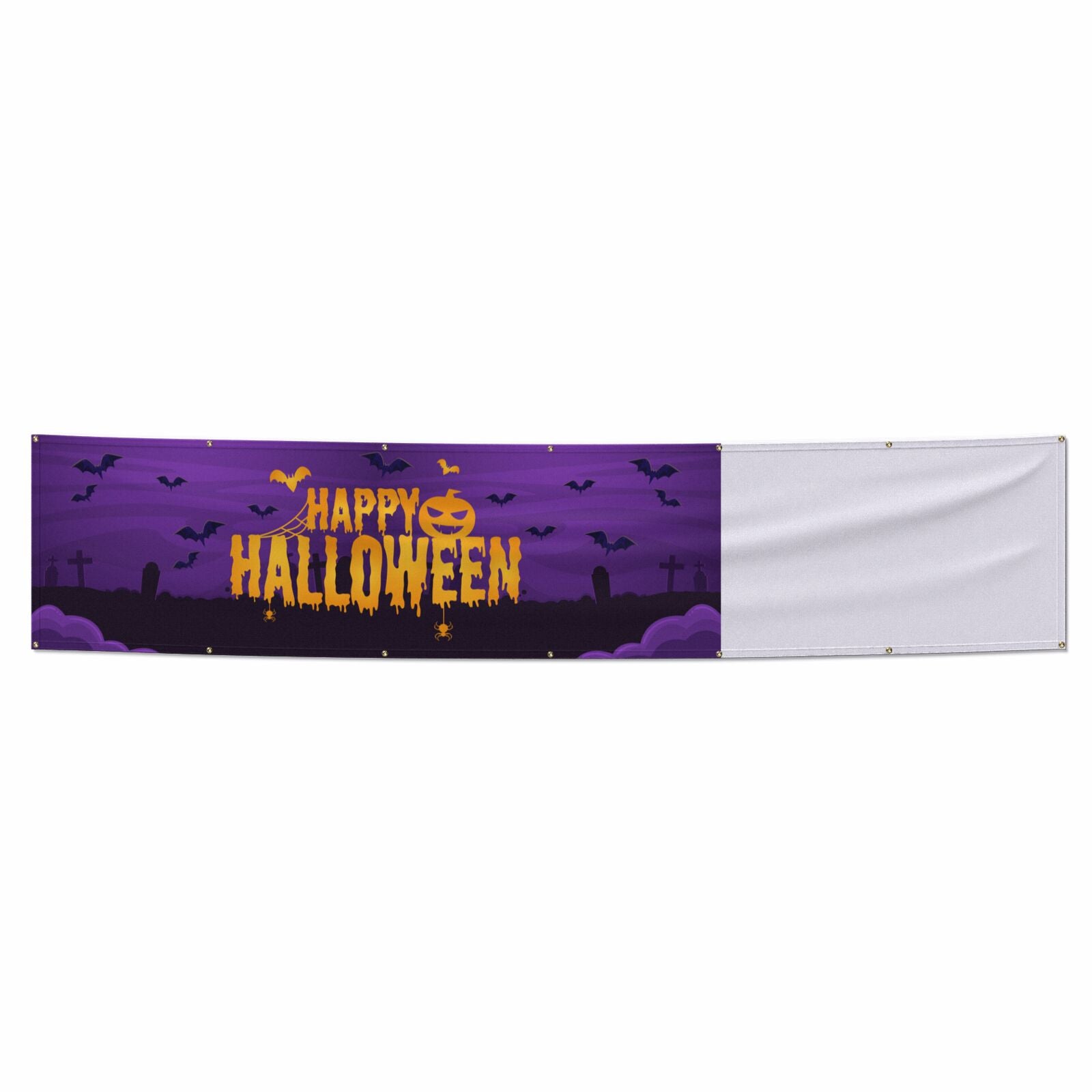 Happy Halloween Orange Text 12x2 5 Vinly Banner with Grommets