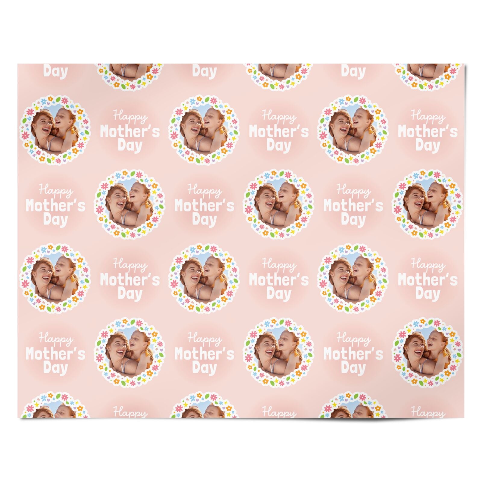 Happy Mothers Day Floral Photo Frame Personalised Wrapping Paper Alternative