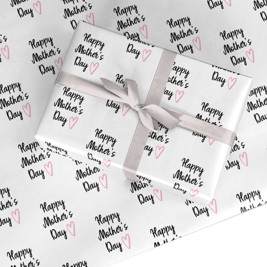 Happy Mothers Day Heart Script Custom Wrapping Paper