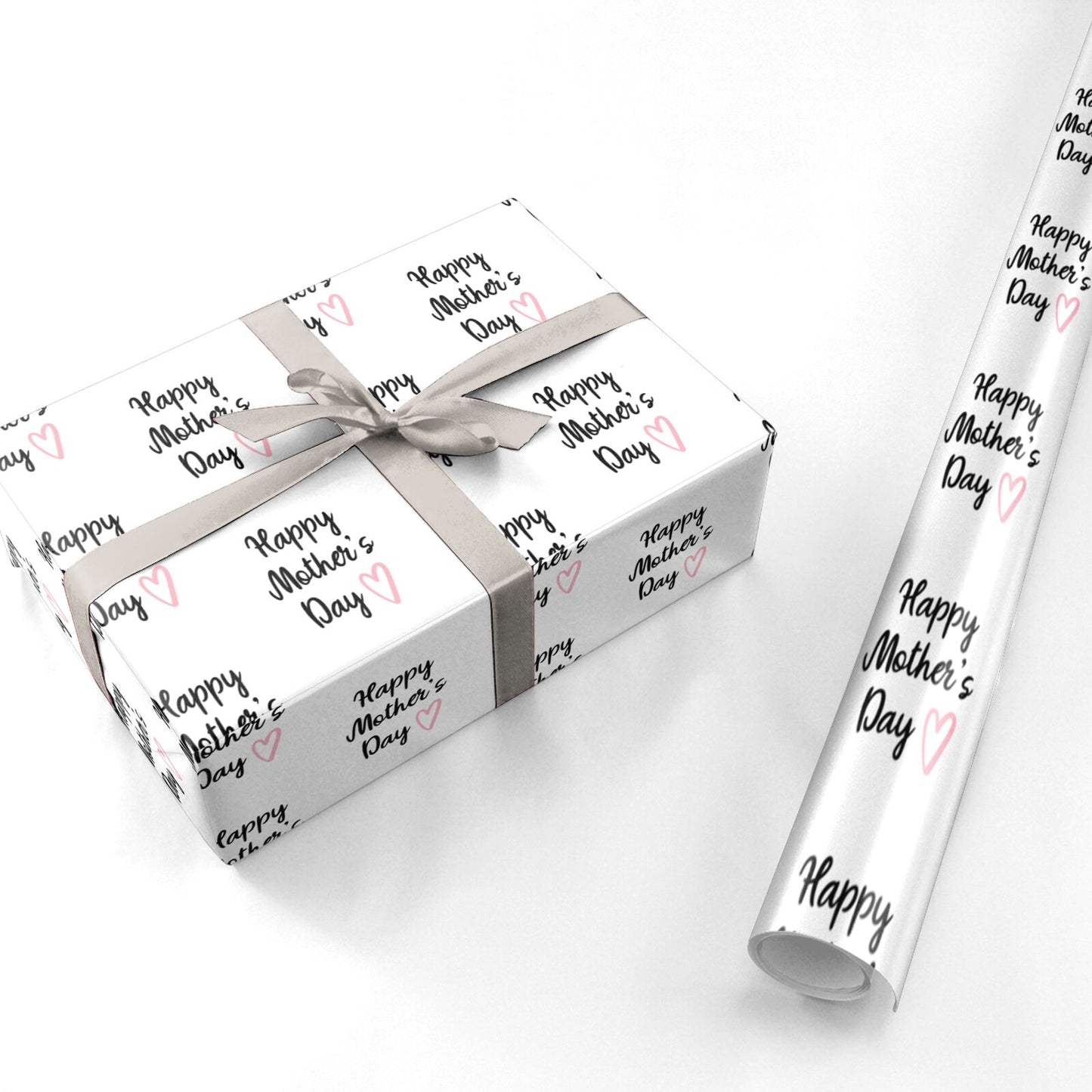 Happy Mothers Day Heart Script Personalised Wrapping Paper