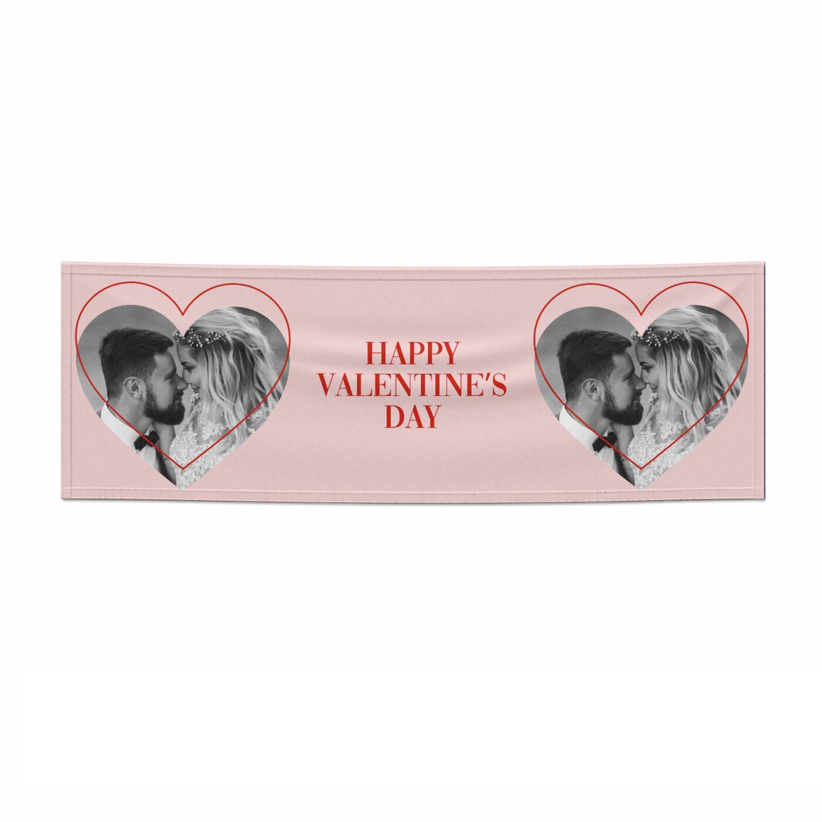 Happy Valentines Day Personalised Photo 3x1 Paper Banner