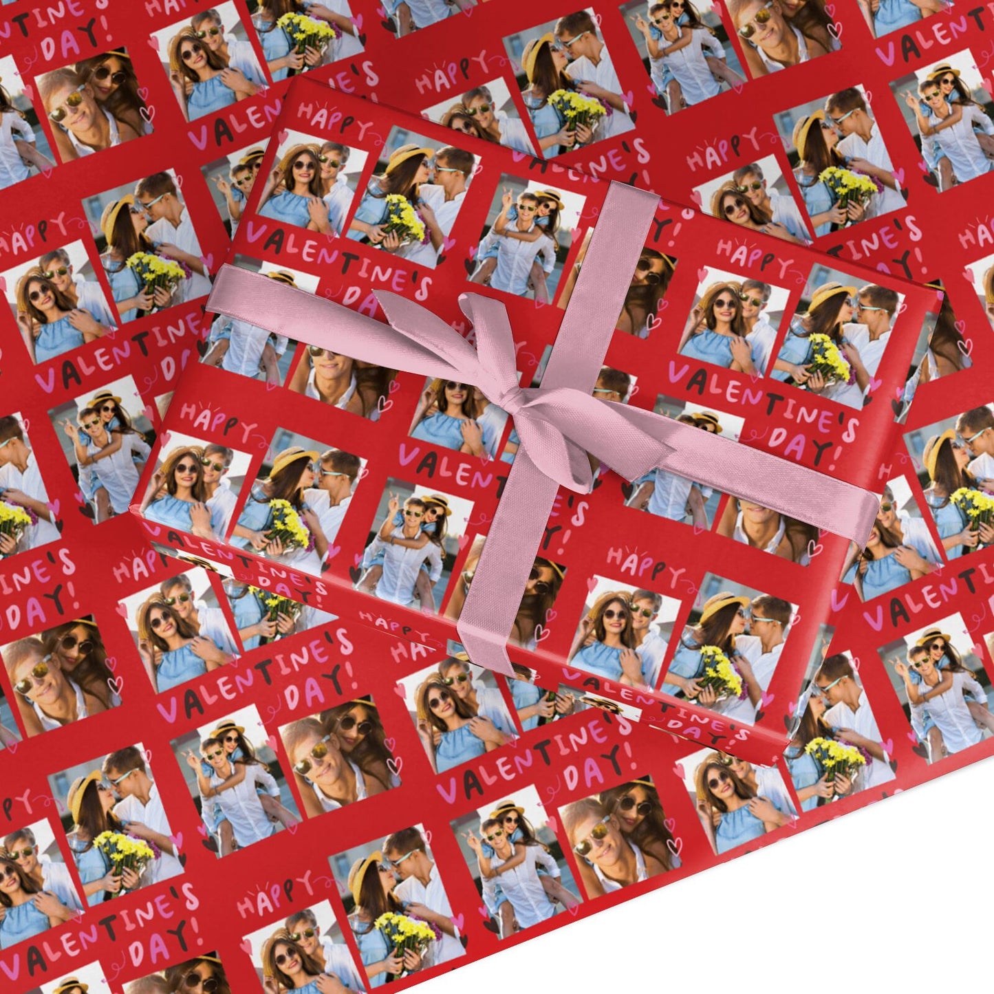 Happy Valentines Day Personalised Photo Collage Love Picture Custom Wrapping Paper