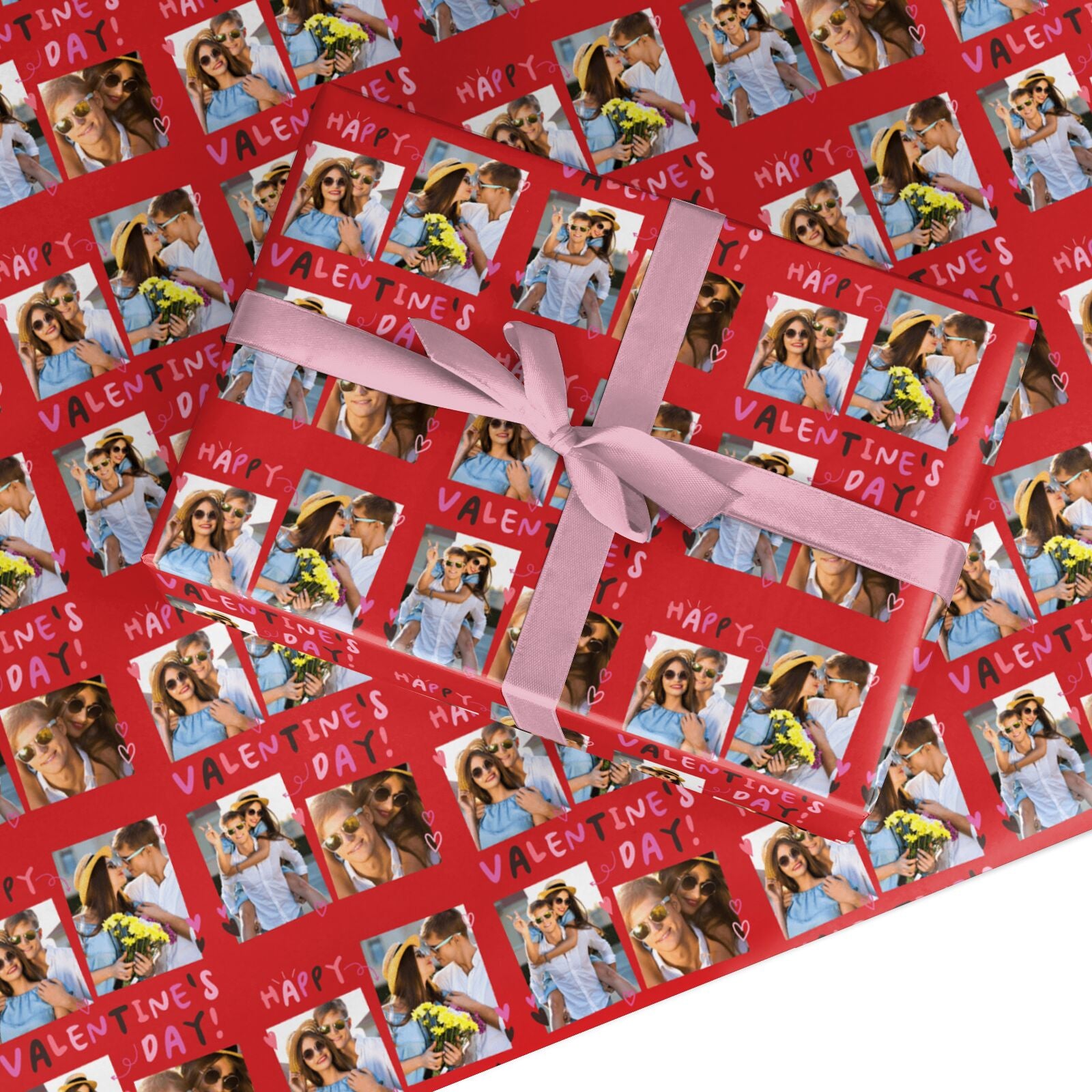 Happy Valentines Day Personalised Photo Collage Love Picture Custom Wrapping Paper