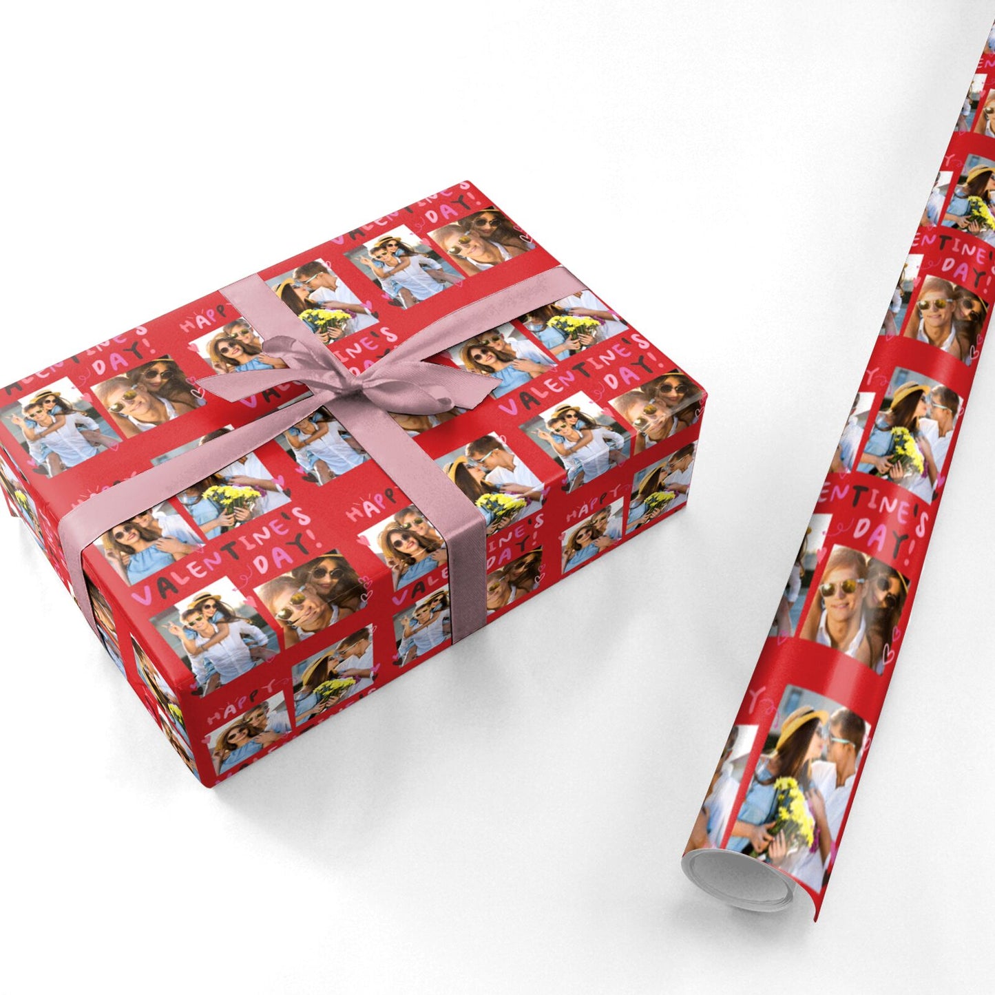Happy Valentines Day Personalised Photo Collage Love Picture Personalised Wrapping Paper