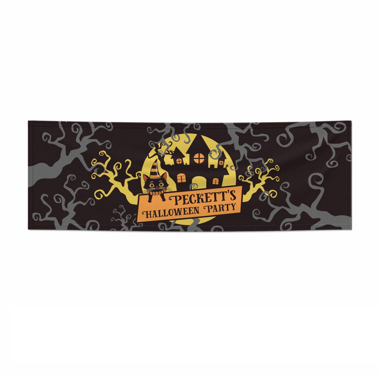 Haunted House Silhouette Custom 3x1 Paper Banner