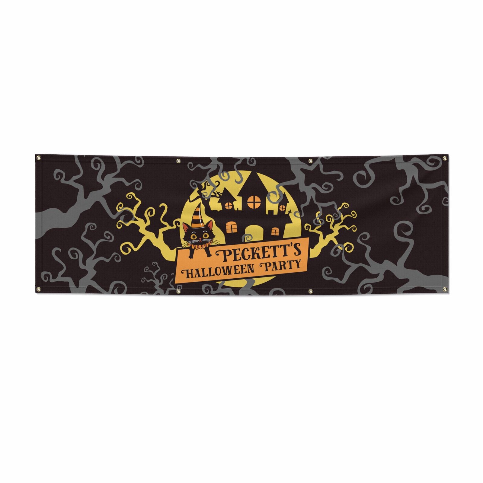 Haunted House Silhouette Custom 6x2 Banner