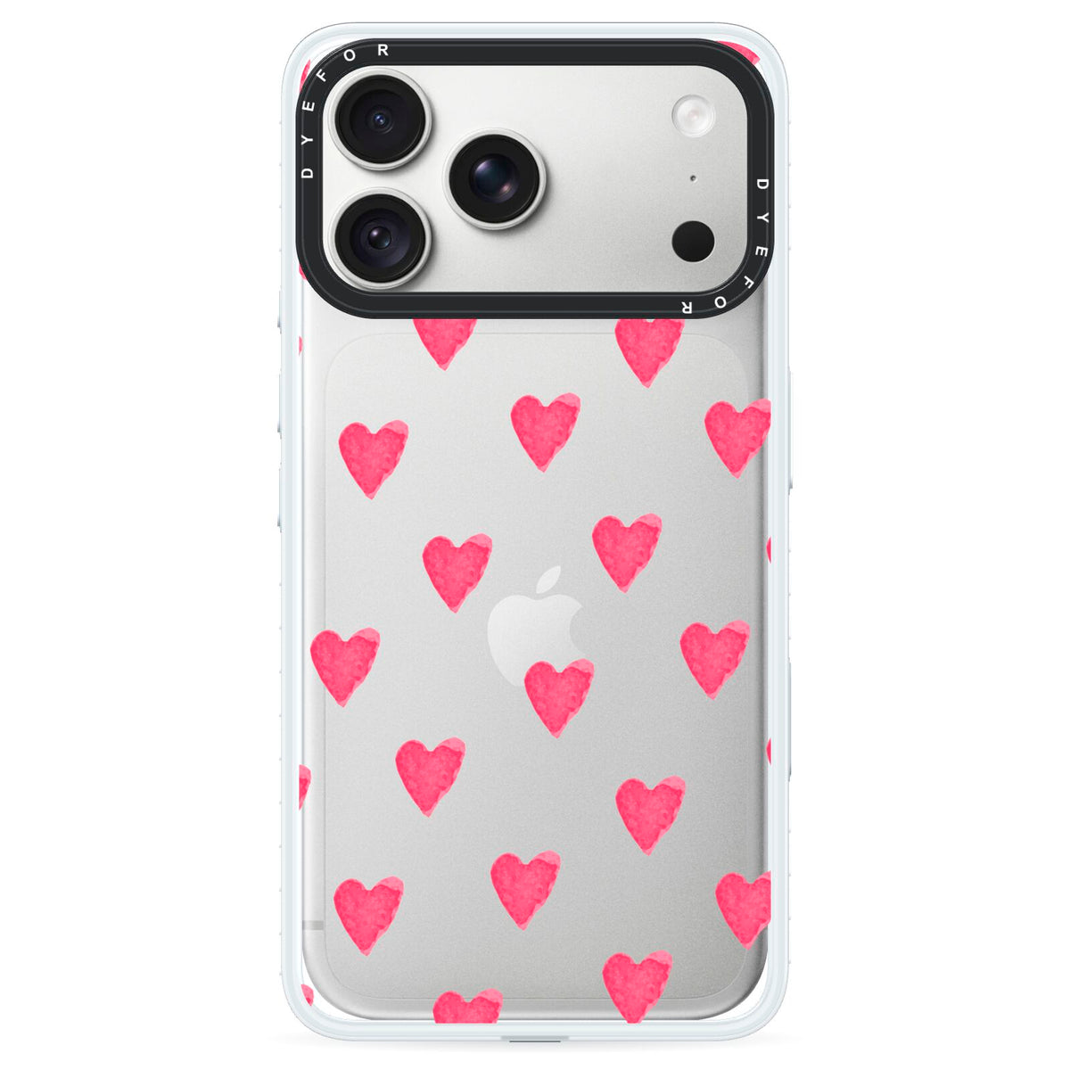 Heart Patterned iPhone 18 Pro Black Impact Pre order Case on Silver phone