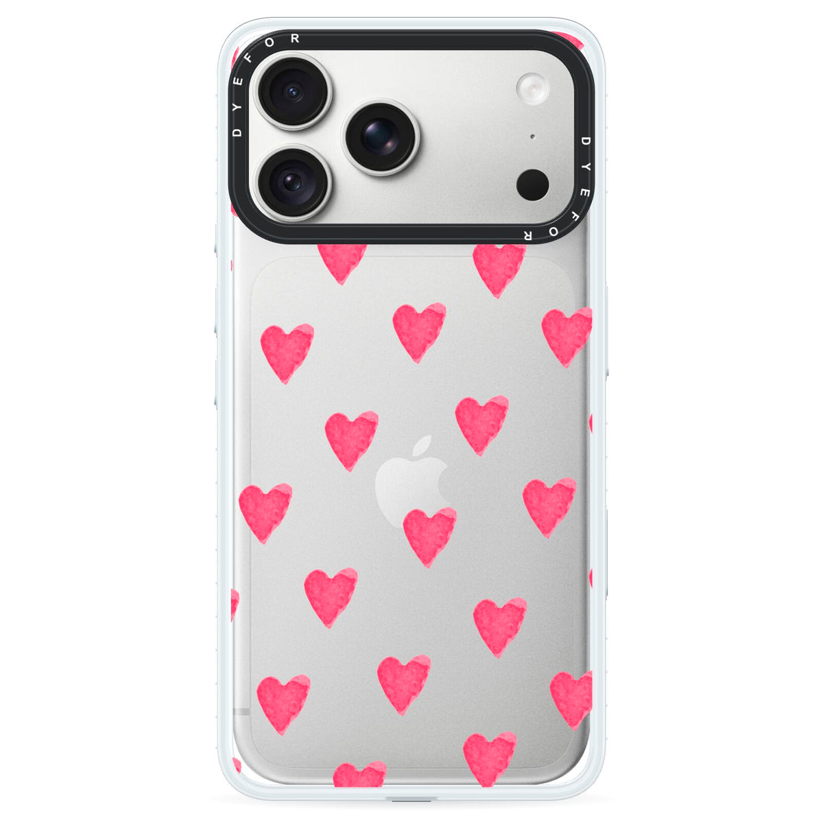 Heart Patterned iPhone 18 Pro Max Black Impact Pre order Case on Silver phone
