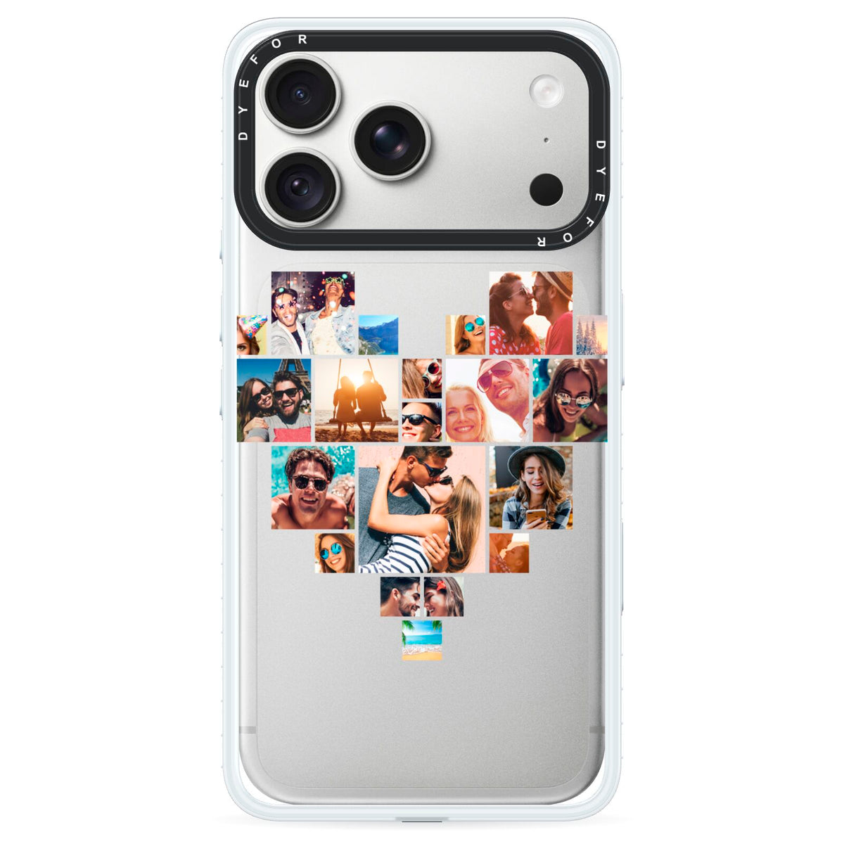 Heart Shaped Photo Montage Upload iPhone 18 Pro Max Black Impact Pre order Case on Silver phone