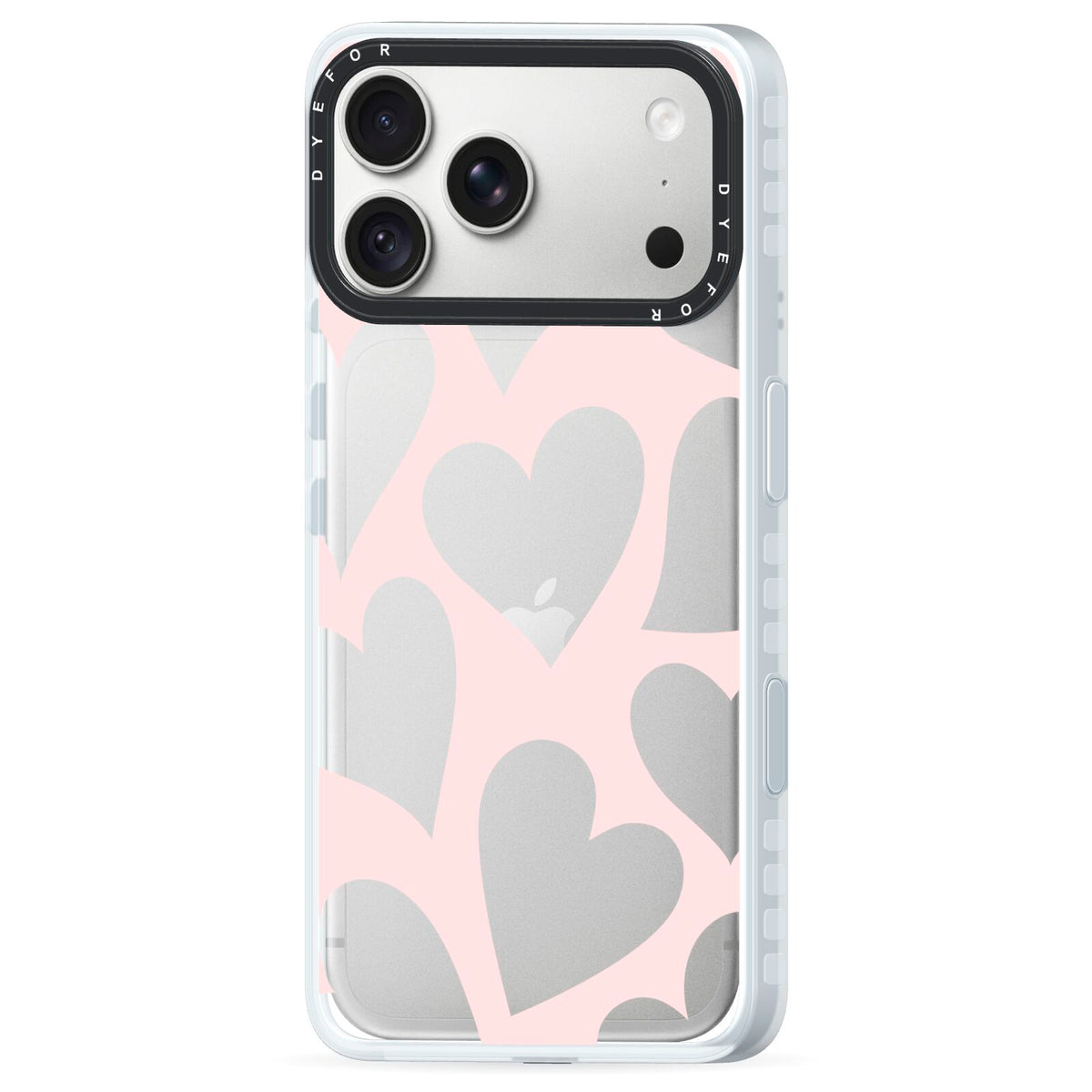 Heart iPhone 18 Pro Black Impact Pre order Case Side Angle on Silver phone