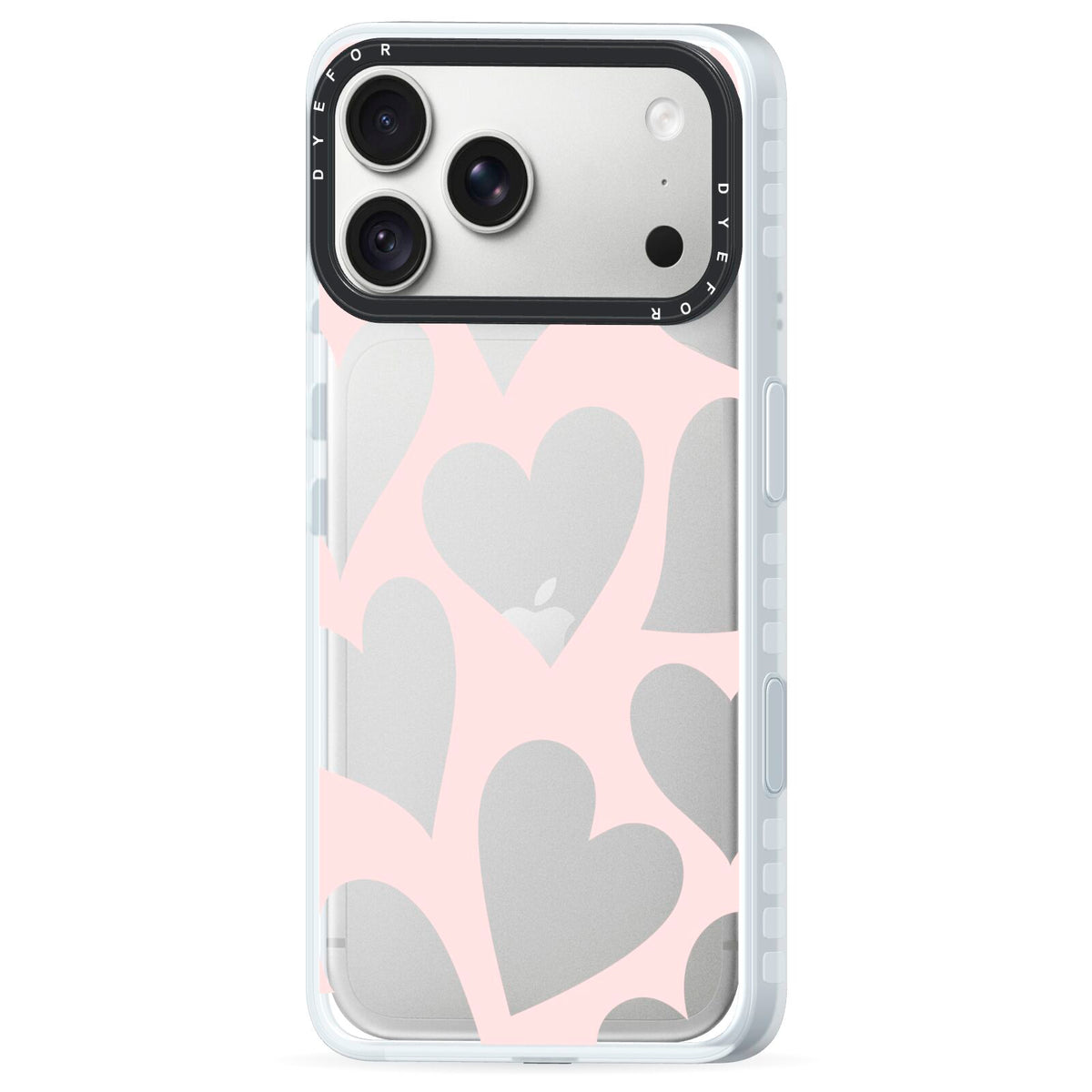 Heart iPhone 18 Pro Max Black Impact Pre order Case Side Angle on Silver phone