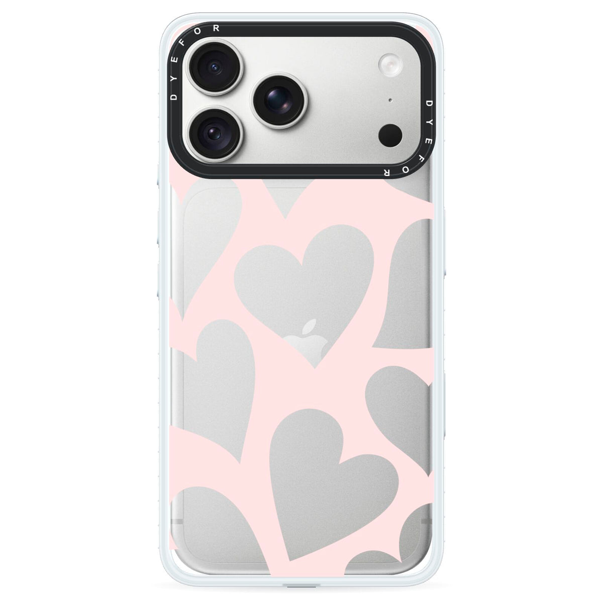 Heart iPhone 18 Pro Max Black Impact Pre order Case on Silver phone