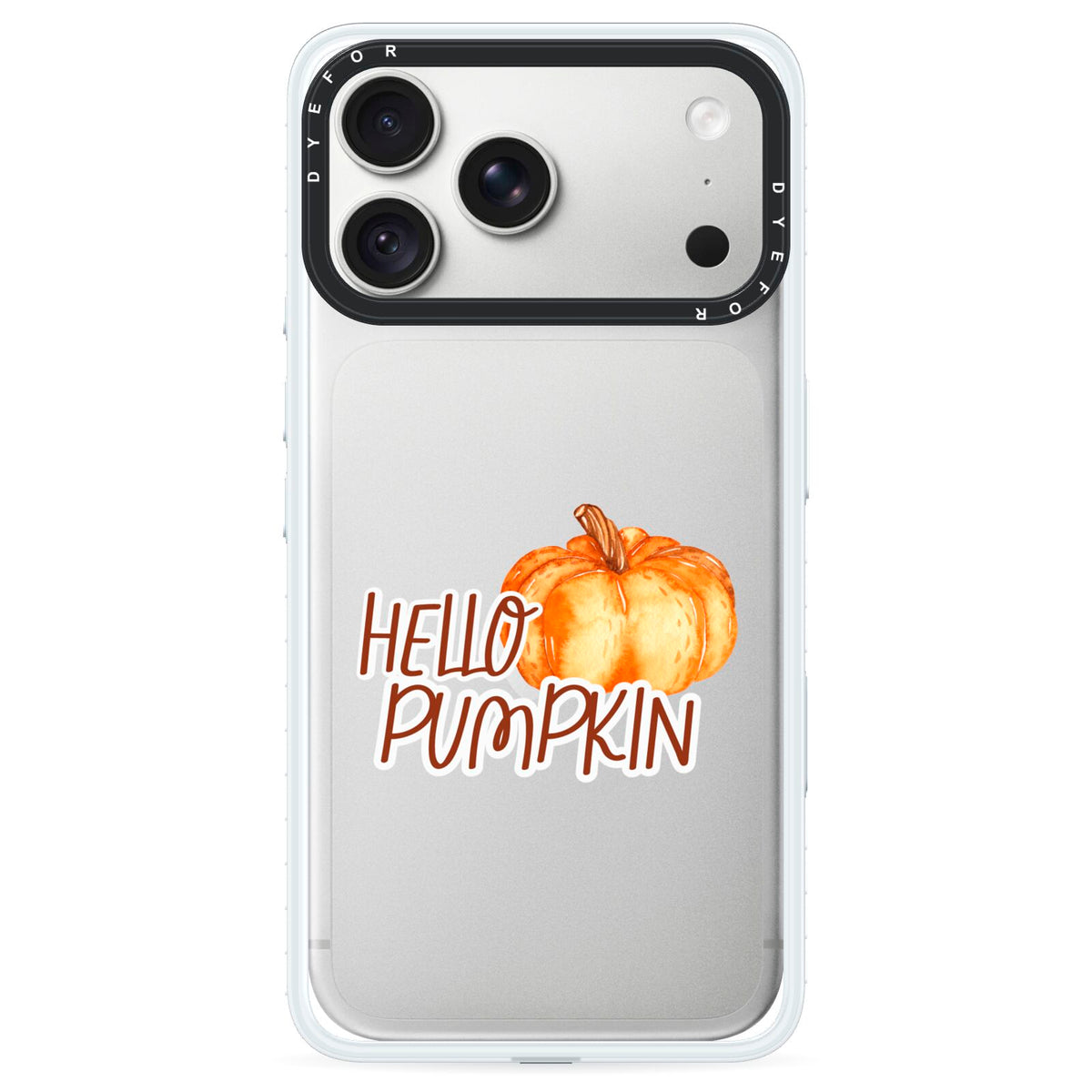 Hello Pumpkin iPhone 18 Pro Black Impact Pre order Case on Silver phone
