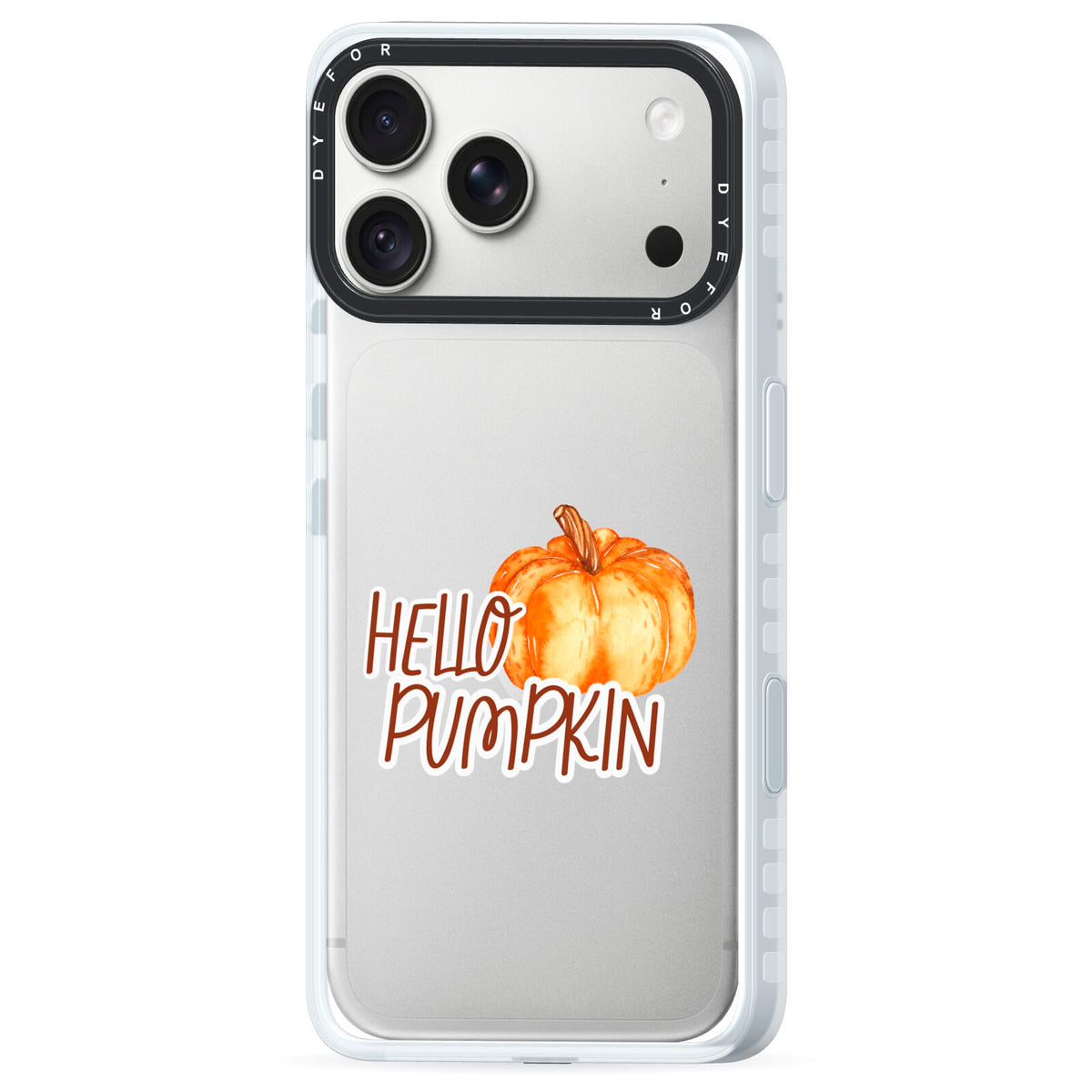 Hello Pumpkin iPhone 18 Pro Max Black Impact Pre order Case Side Angle on Silver phone