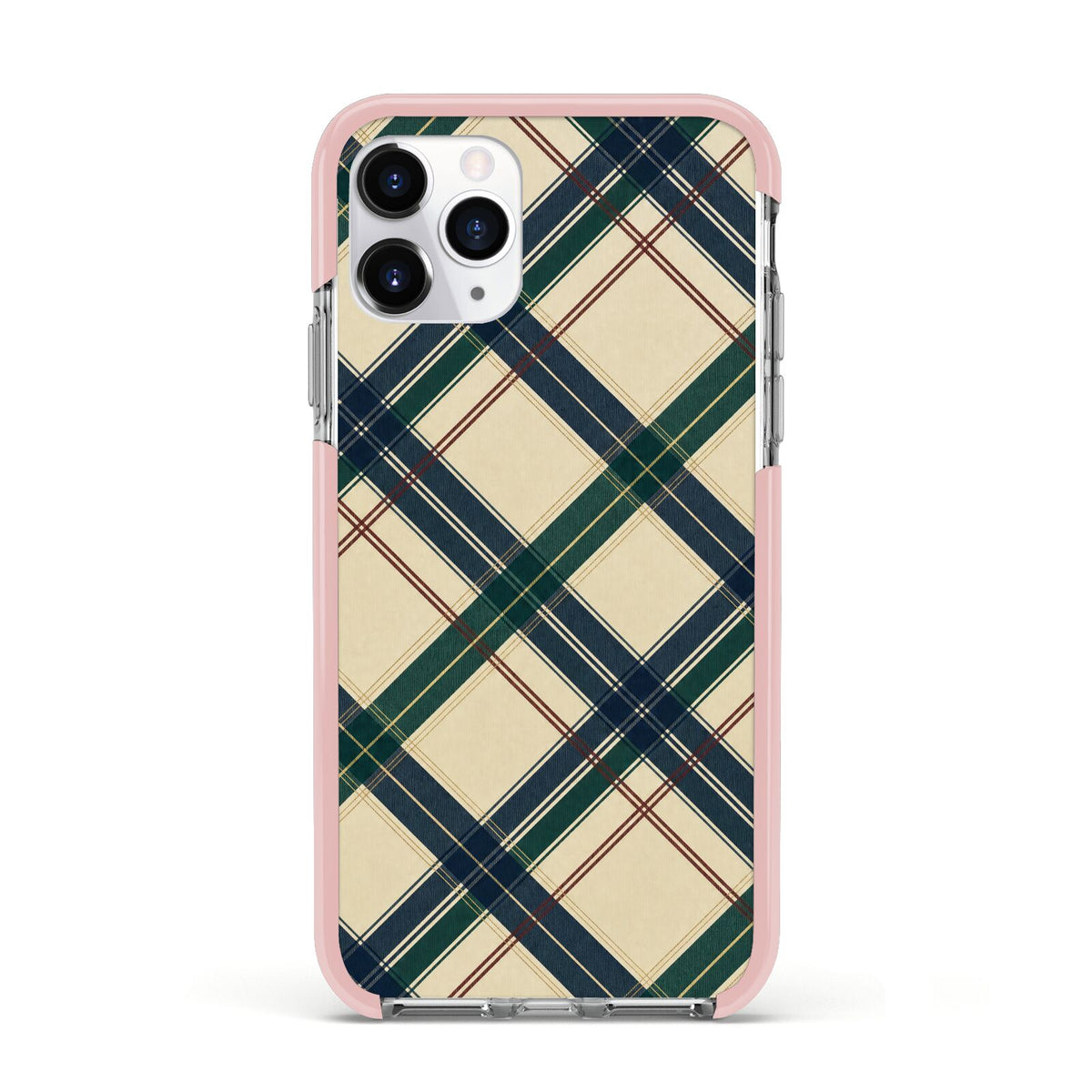 Heritage Club Plaid Apple iPhone 11 Pro in Silver with Pink Impact Case