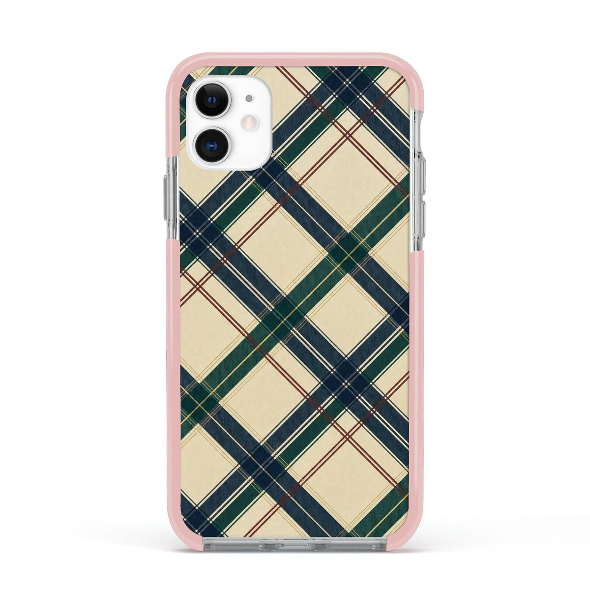 Heritage Club Plaid Apple iPhone 11 in White with Pink Impact Case