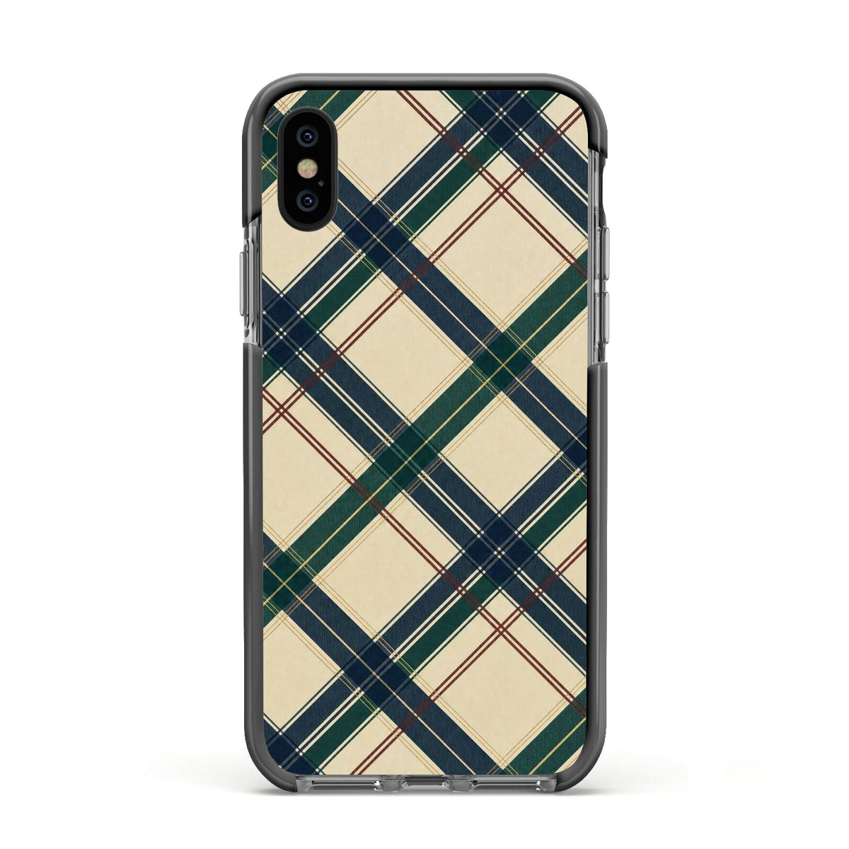 Heritage Club Plaid Apple iPhone Xs Impact Case Black Edge on Black Phone