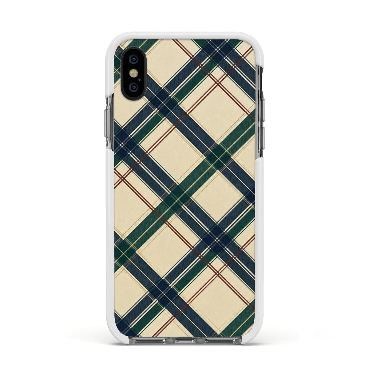 Heritage Club Plaid Apple iPhone Xs Impact Case White Edge on Black Phone