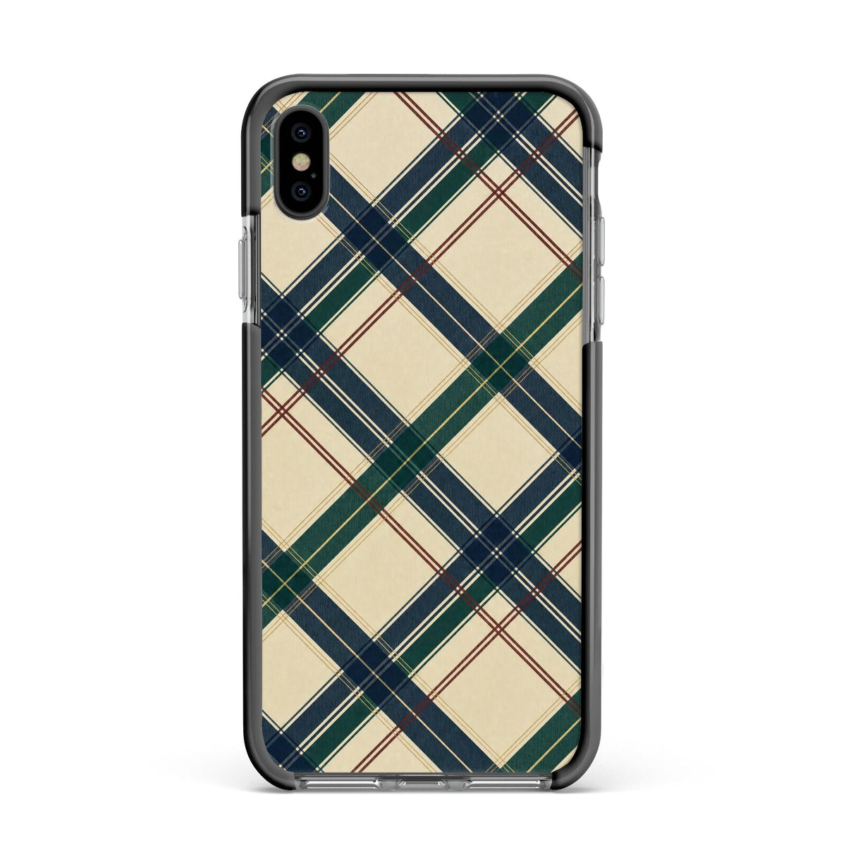 Heritage Club Plaid Apple iPhone Xs Max Impact Case Black Edge on Black Phone