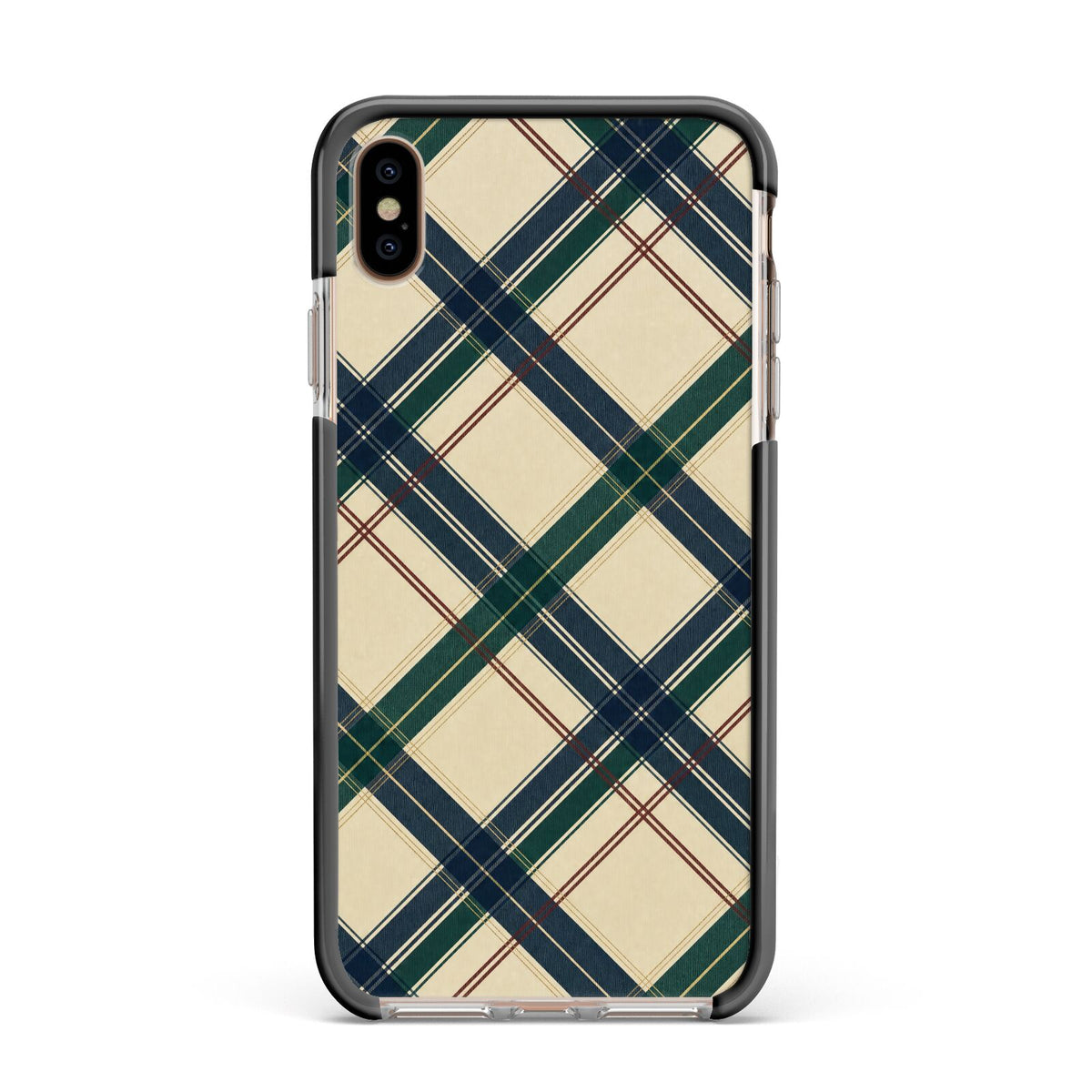 Heritage Club Plaid Apple iPhone Xs Max Impact Case Black Edge on Gold Phone