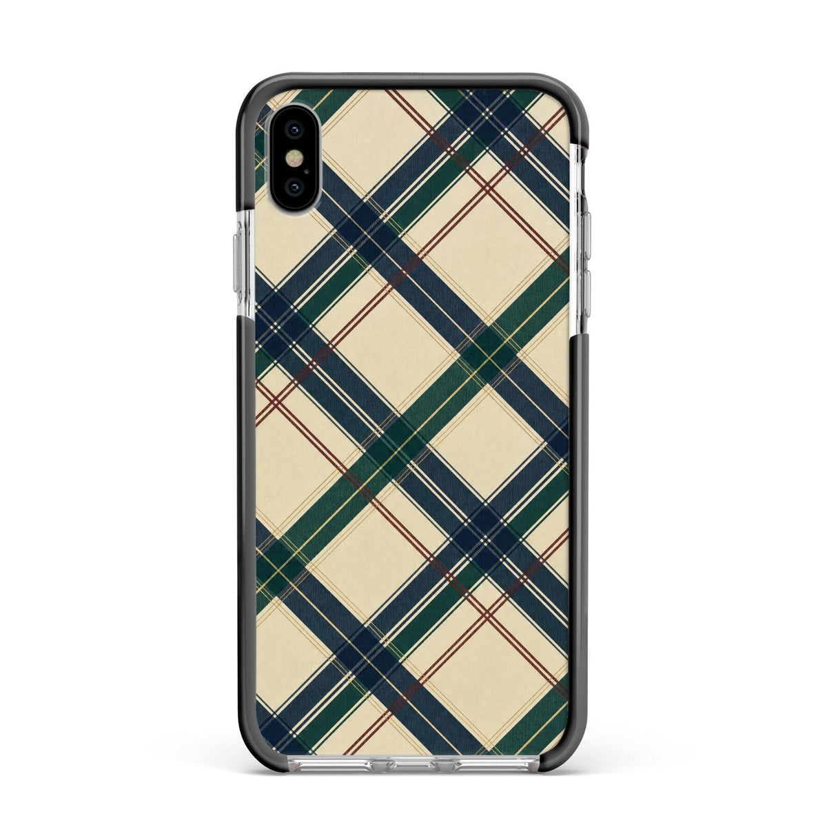 Heritage Club Plaid Apple iPhone Xs Max Impact Case Black Edge on Silver Phone