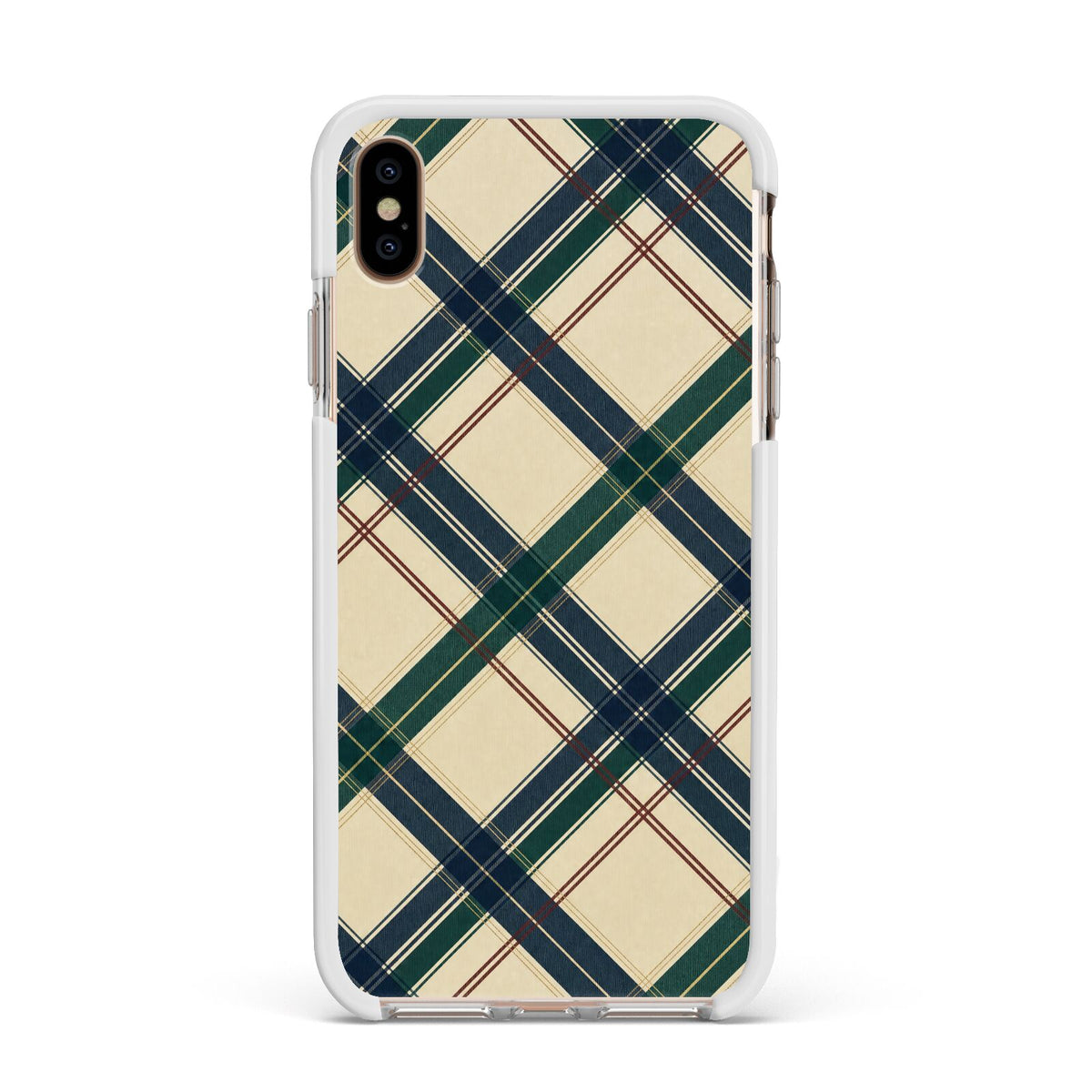 Heritage Club Plaid Apple iPhone Xs Max Impact Case White Edge on Gold Phone