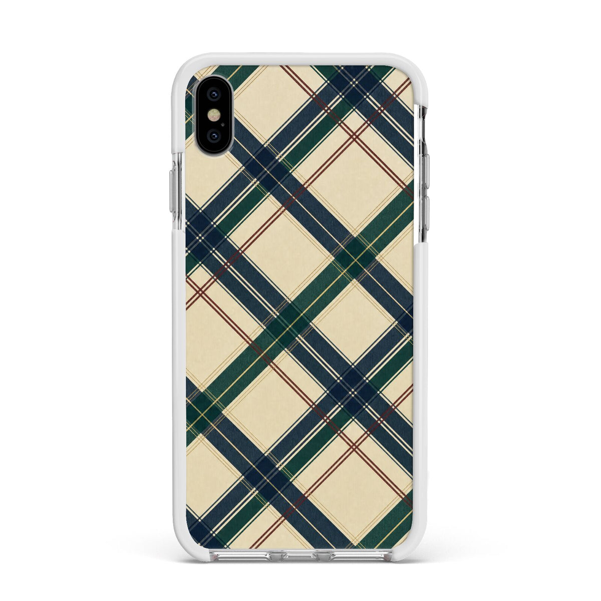 Heritage Club Plaid Apple iPhone Xs Max Impact Case White Edge on Silver Phone