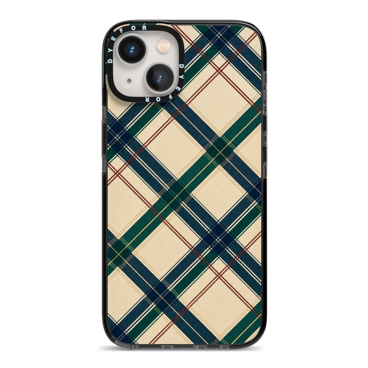 Heritage Club Plaid iPhone 13 Black Impact Case on Silver phone