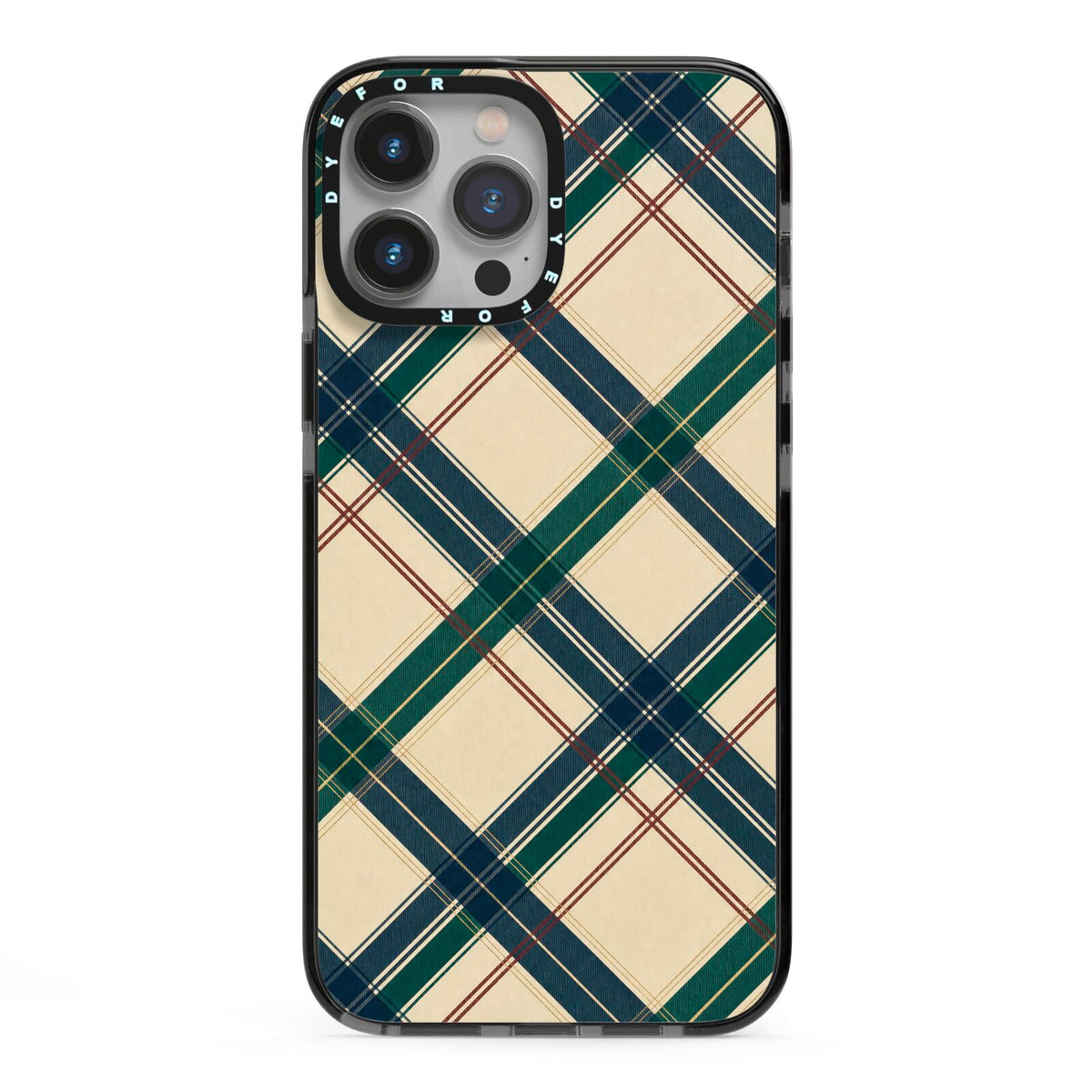 Heritage Club Plaid iPhone 13 Pro Max Black Impact Case on Silver phone
